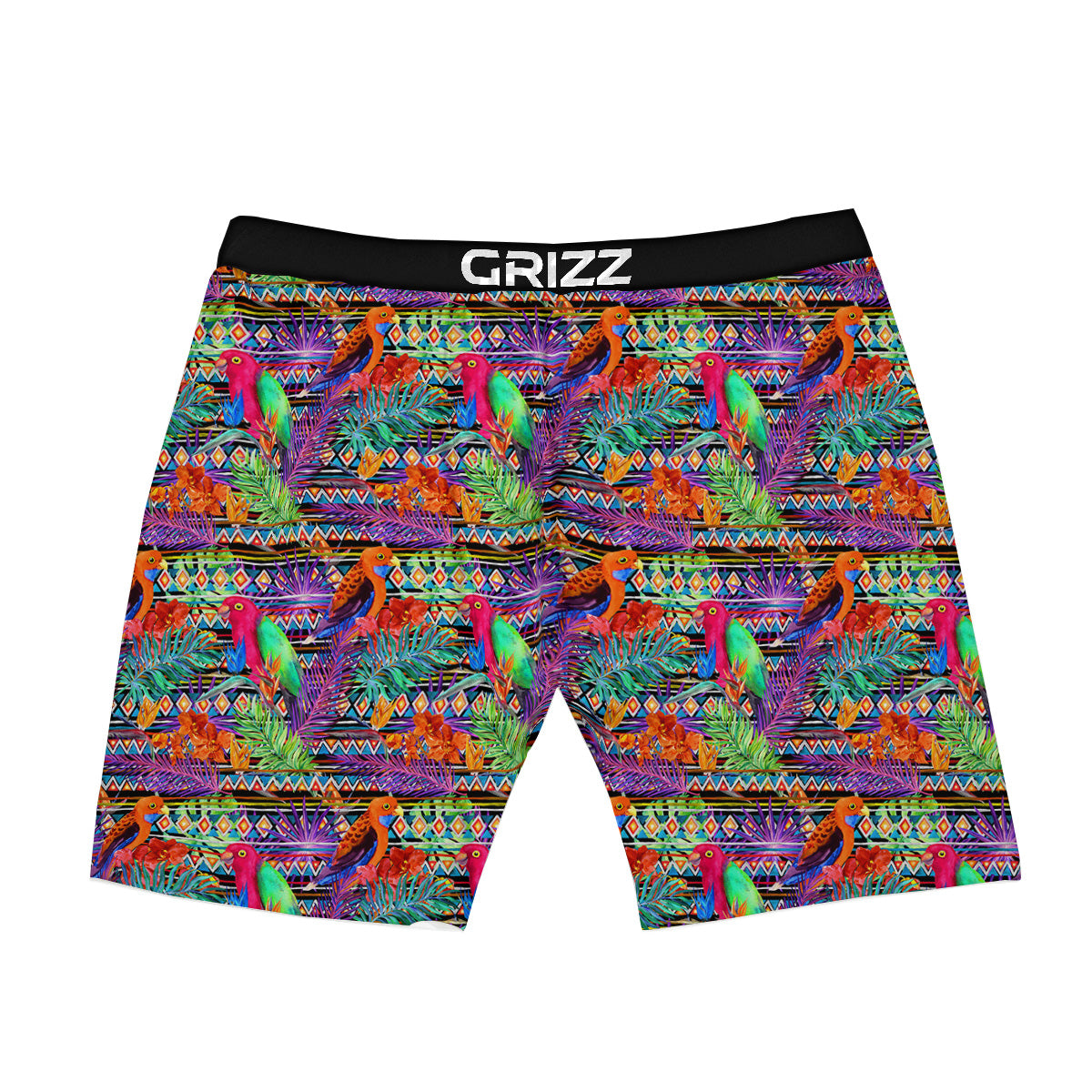 Tropical Leaves Exotic Bird Aztec Print Pattern Boxer Briefs-grizzshop