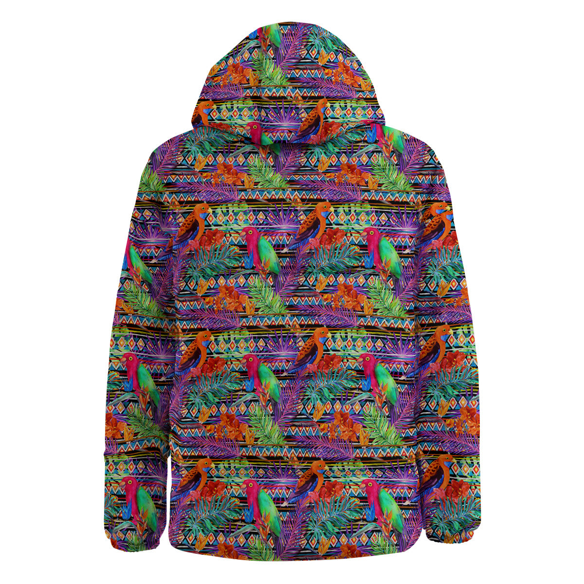 Tropical Leaves Exotic Bird Aztec Print Pattern Down Jacket-grizzshop