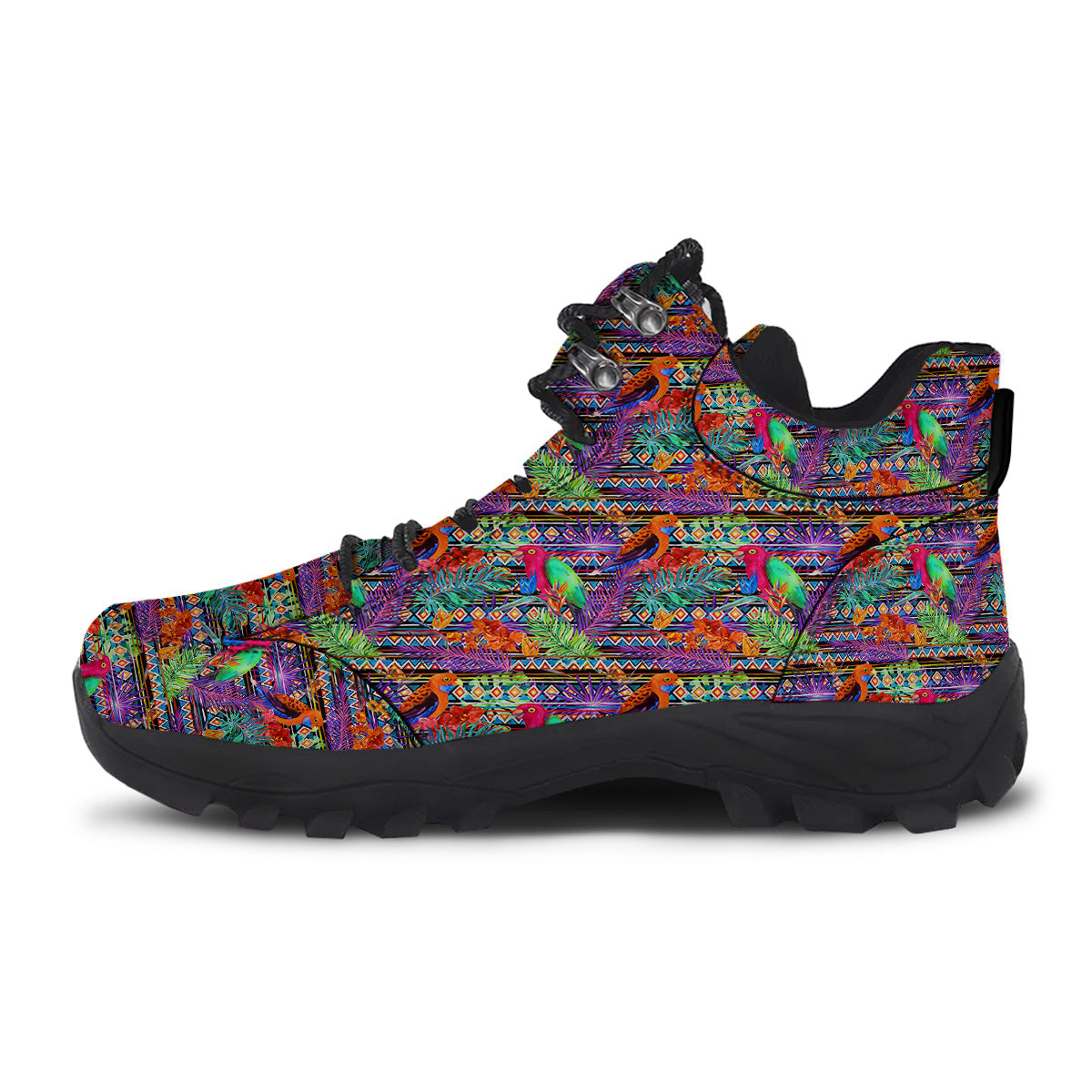 Tropical Leaves Exotic Bird Aztec Print Pattern Hiking Shoes-grizzshop