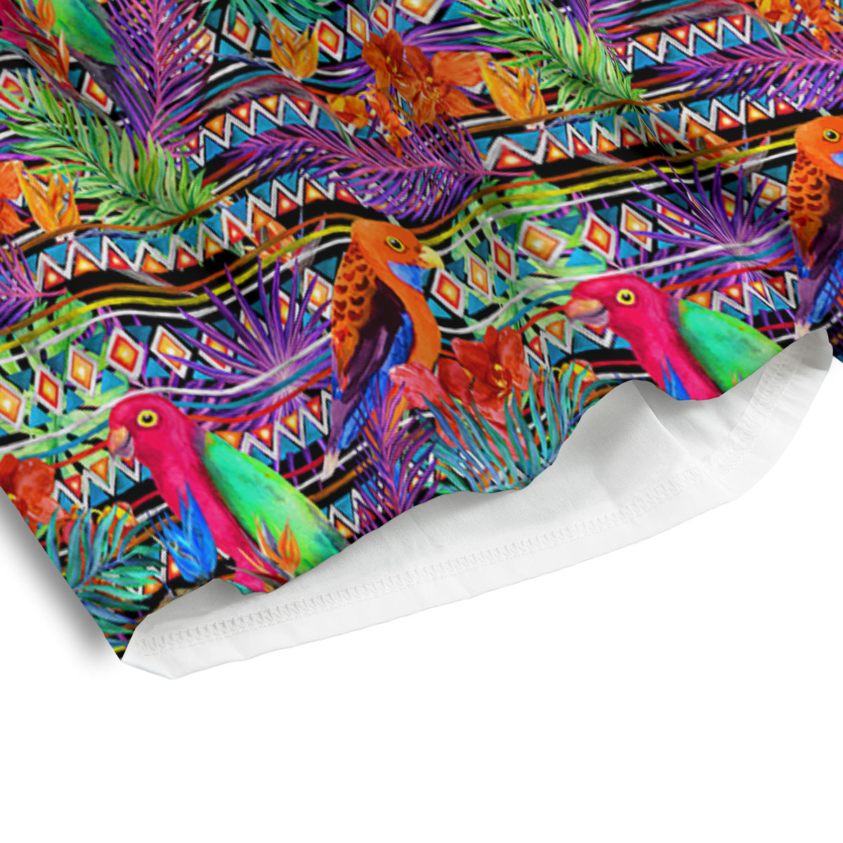 Tropical Leaves Exotic Bird Aztec Print Pattern Men's Athletic Shorts