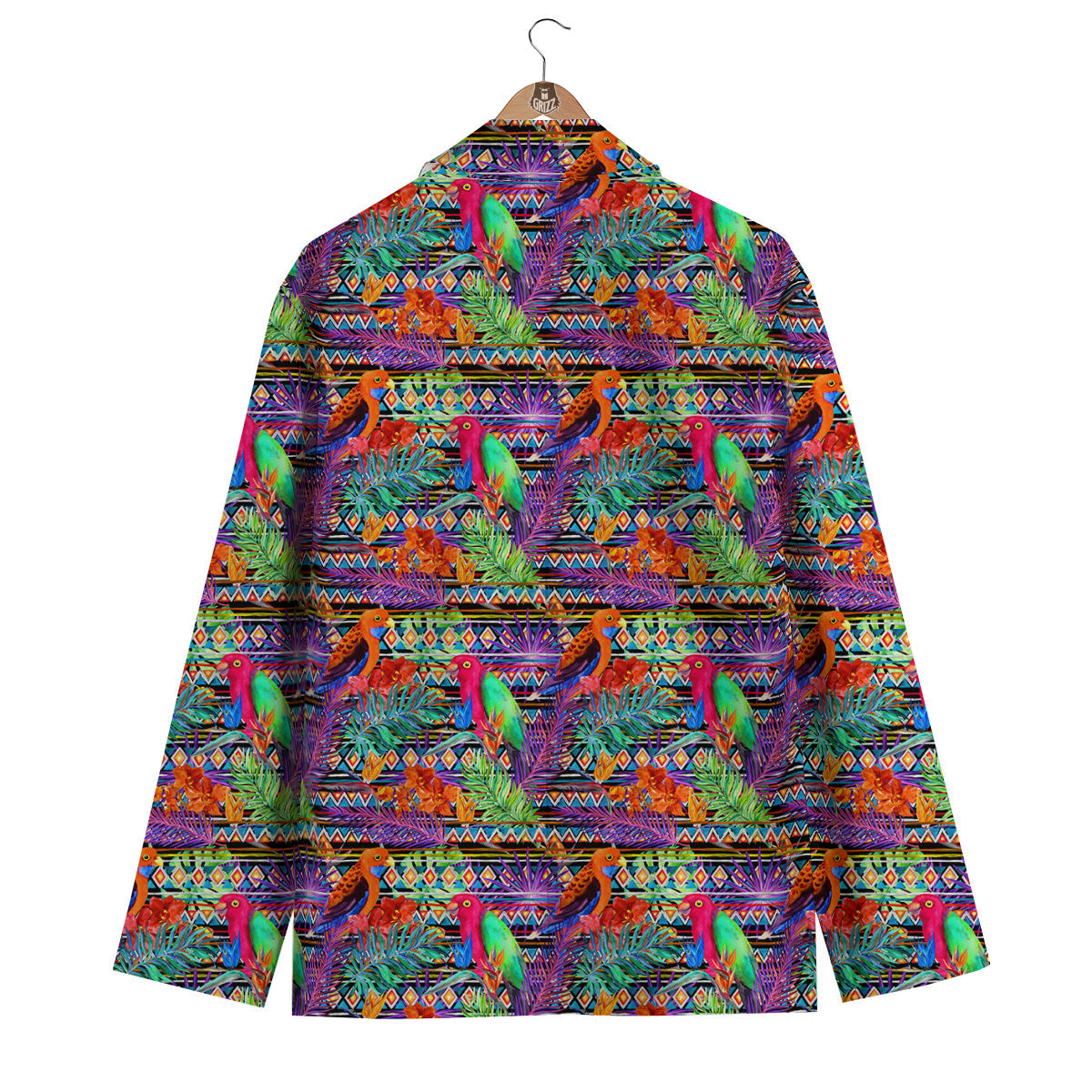 Tropical Leaves Exotic Bird Aztec Print Pattern Men's Blazer-grizzshop