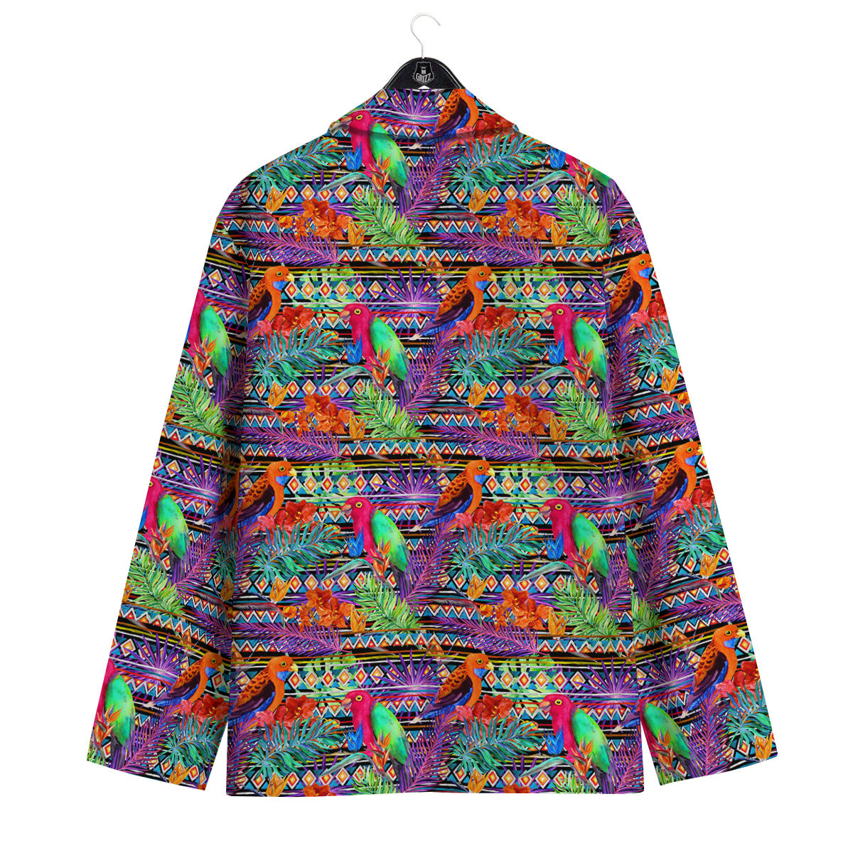 Tropical Leaves Exotic Bird Aztec Print Pattern Men's Sport Coat-grizzshop