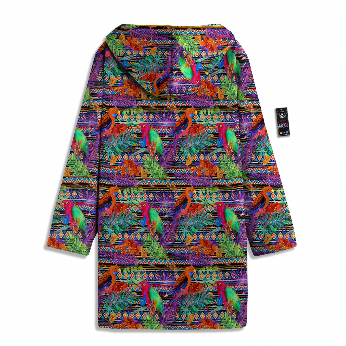 Tropical Leaves Exotic Bird Aztec Print Pattern Men's Windbreaker Jacket-grizzshop