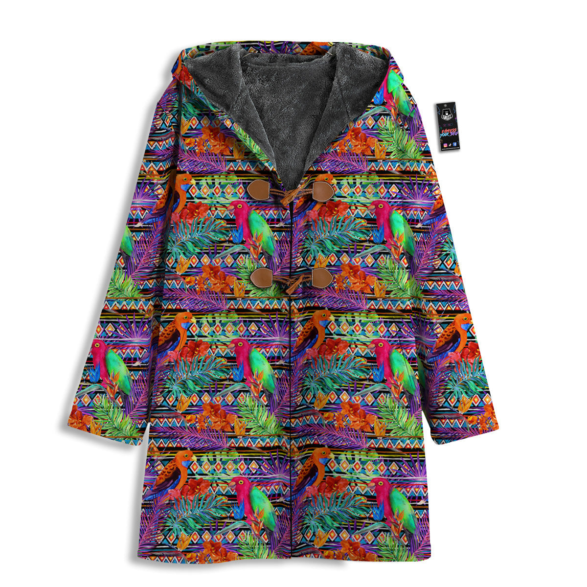 Tropical Leaves Exotic Bird Aztec Print Pattern Men's Windbreaker Jacket-grizzshop