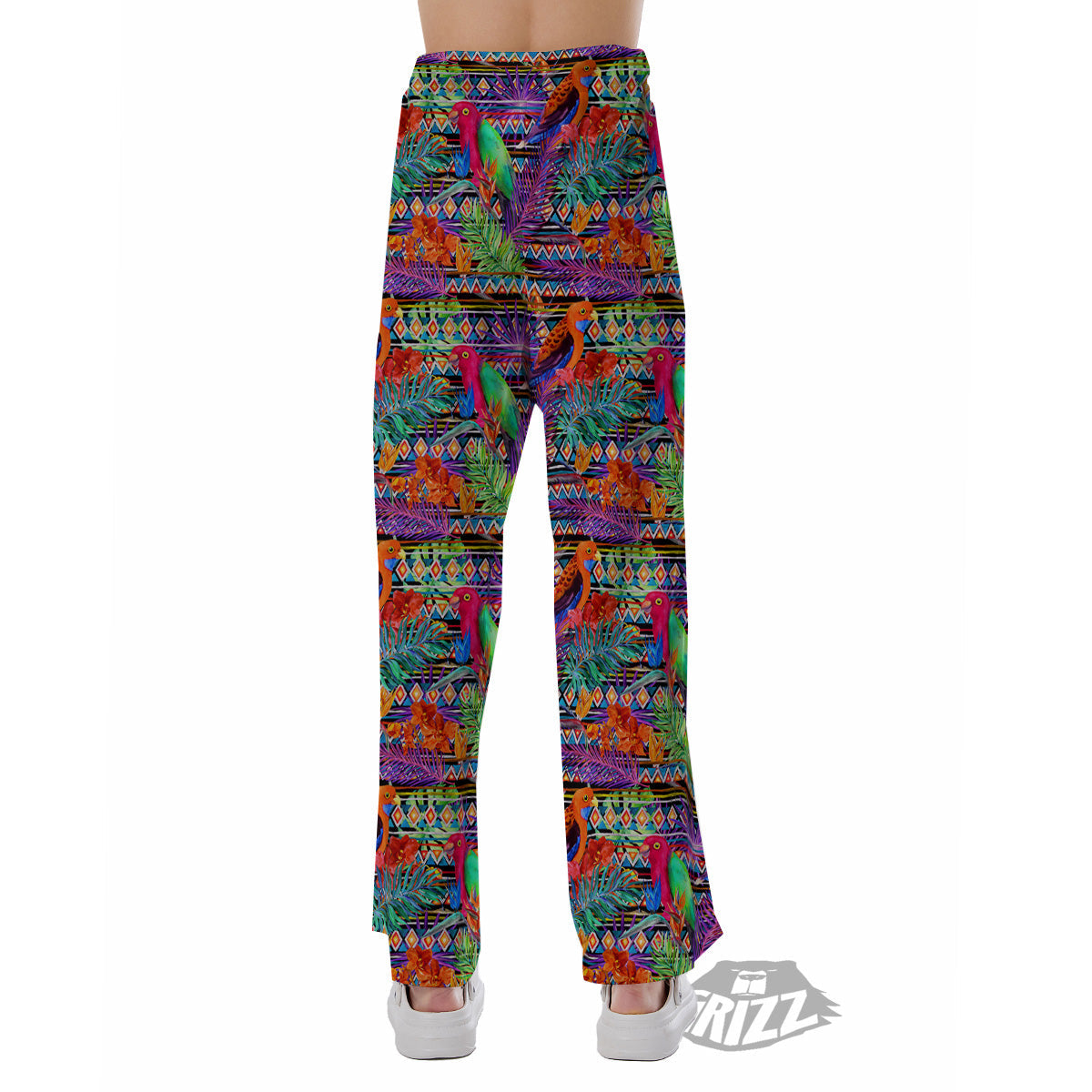 Tropical Leaves Exotic Bird Aztec Print Pattern Pajama Pants-grizzshop