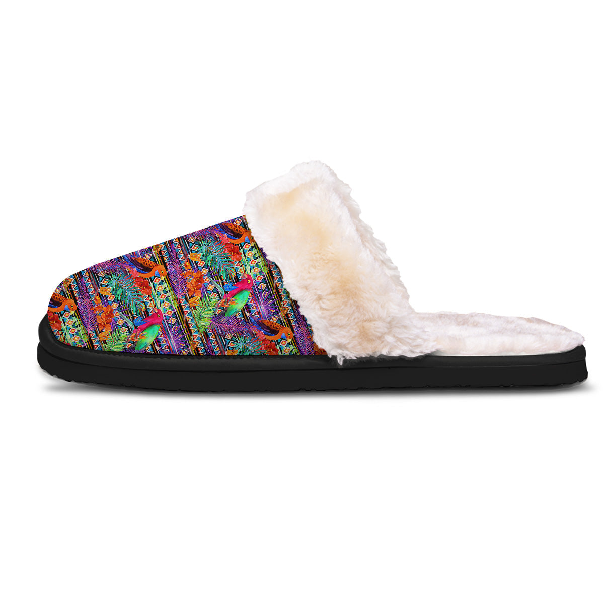 Tropical Leaves Exotic Bird Aztec Print Pattern Slippers-grizzshop