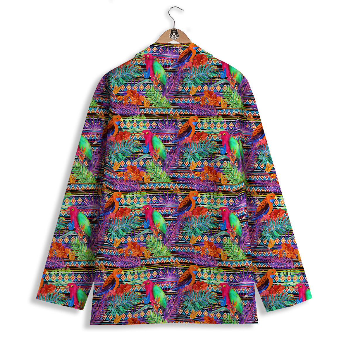 Tropical Leaves Exotic Bird Aztec Print Pattern Women's Blazer-grizzshop