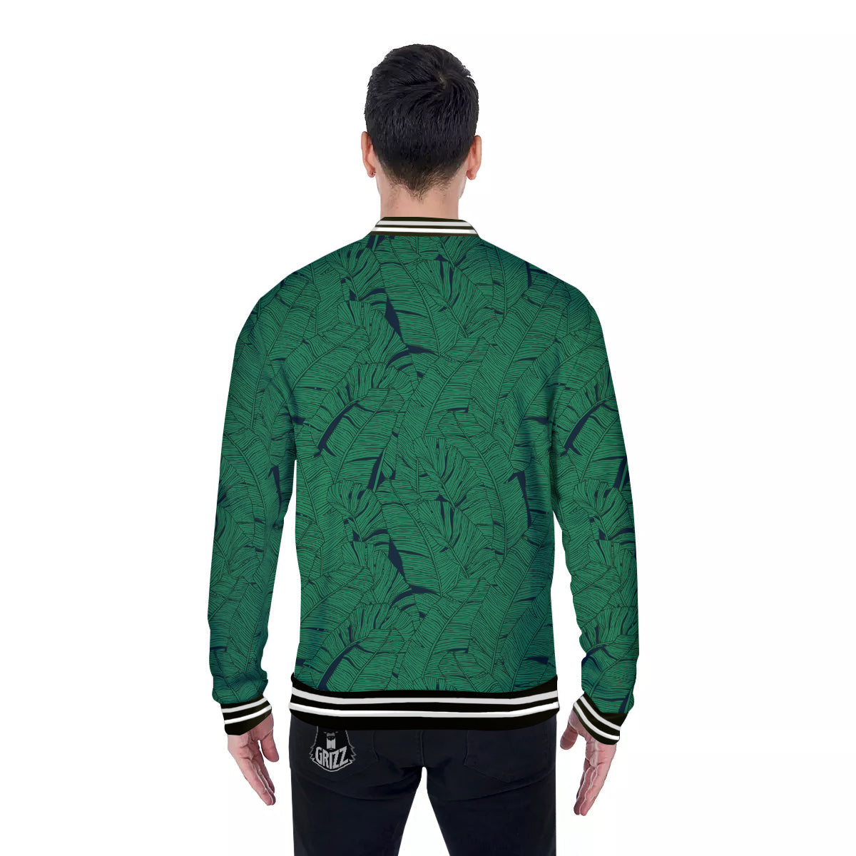 Tropical Leaves Green Print Pattern Baseball Jacket-grizzshop