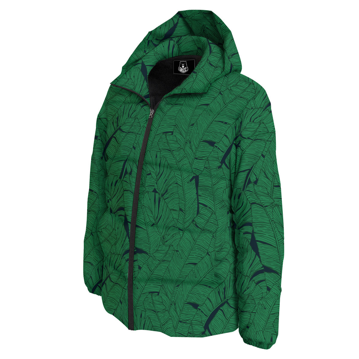Tropical Leaves Green Print Pattern Down Jacket-grizzshop
