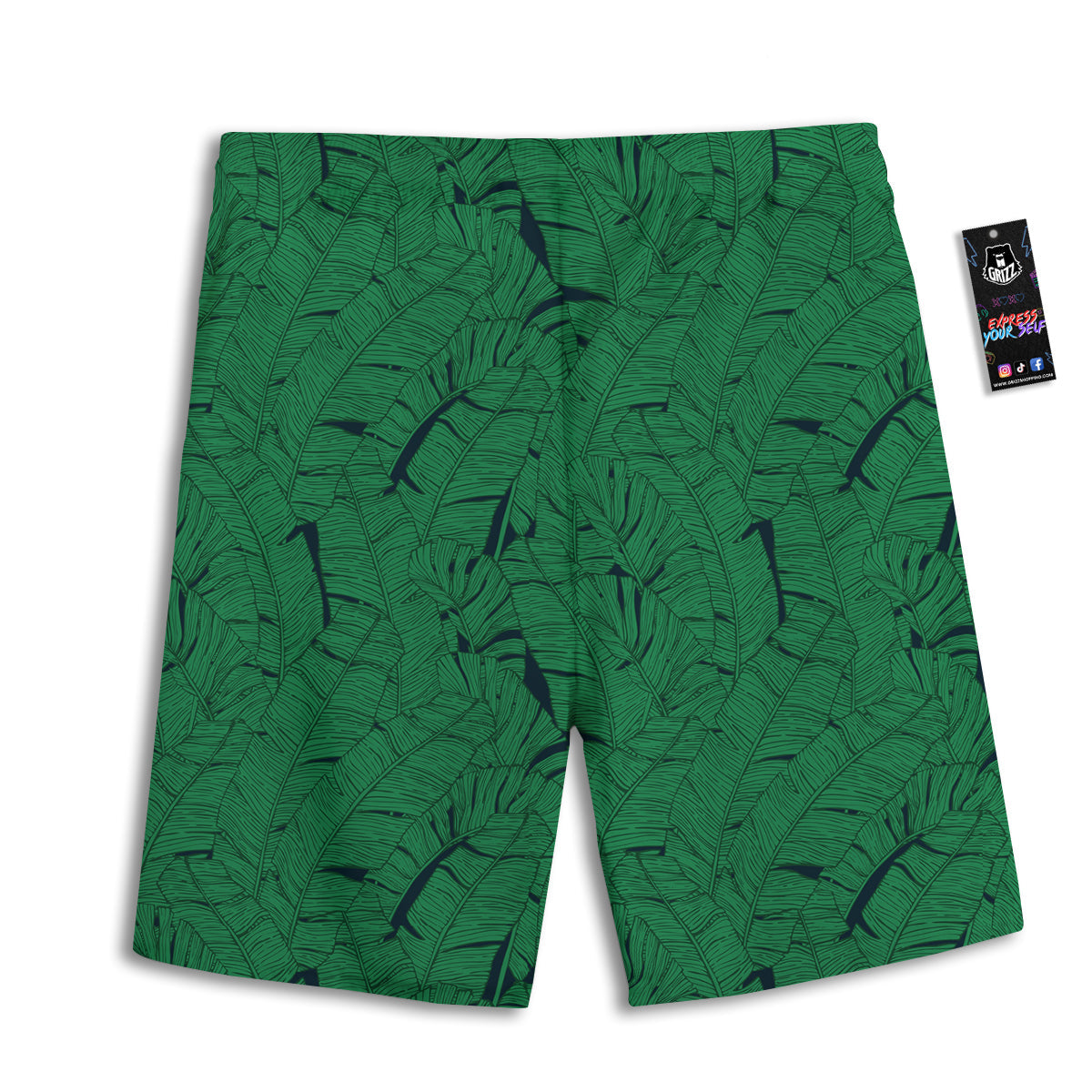 Tropical Leaves Green Print Pattern Men's Athletic Shorts-grizzshop