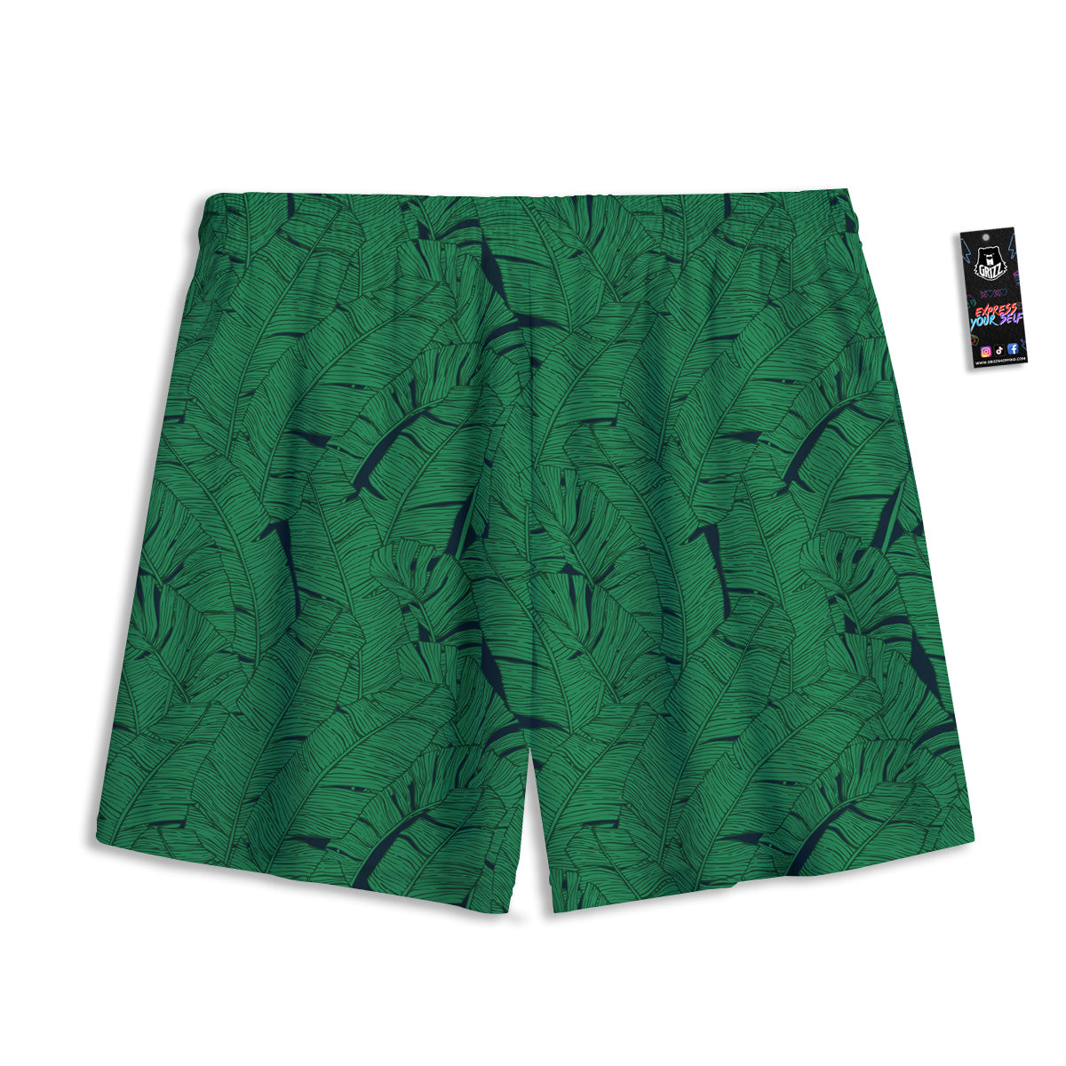 Tropical Leaves Green Print Pattern Mesh Shorts-grizzshop