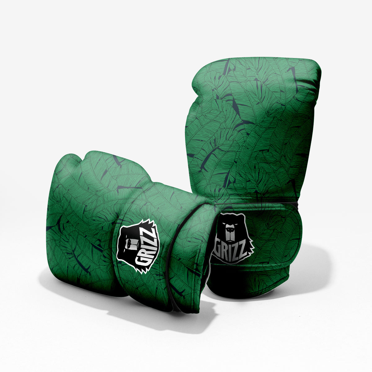 Tropical Leaves Green Print Pattern Sparring Gloves-grizzshop