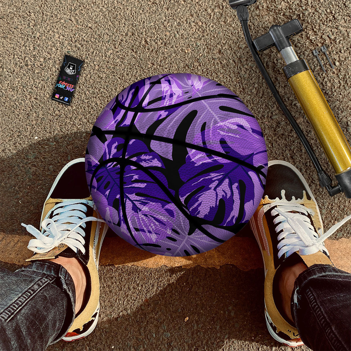 Tropical Leaves Purple Print Basketball-grizzshop