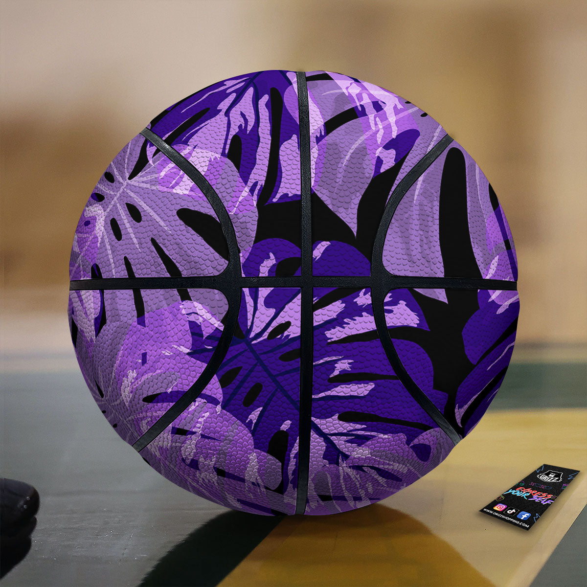 Tropical Leaves Purple Print Basketball-grizzshop