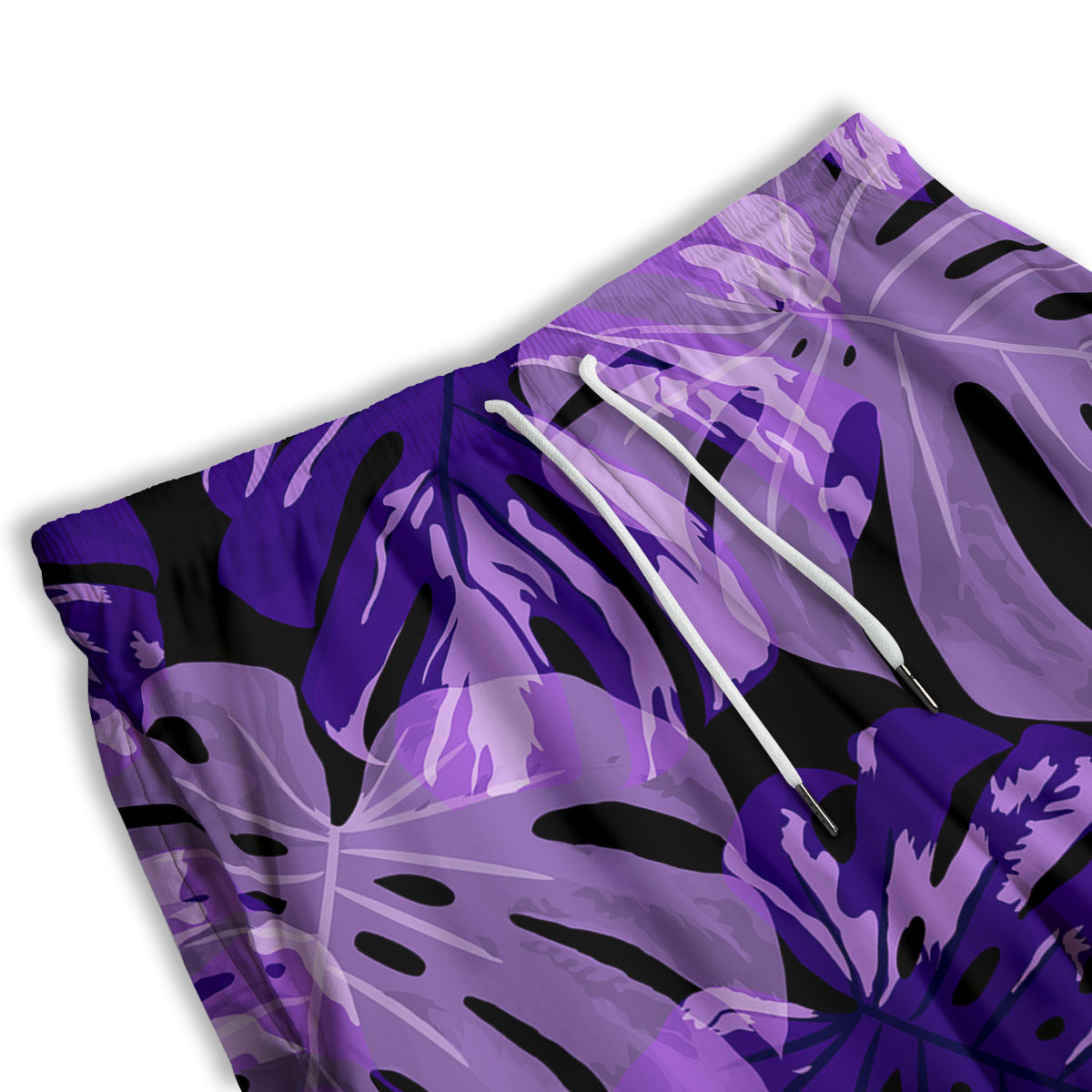 Tropical Leaves Purple Print Men's Athletic Shorts-grizzshop