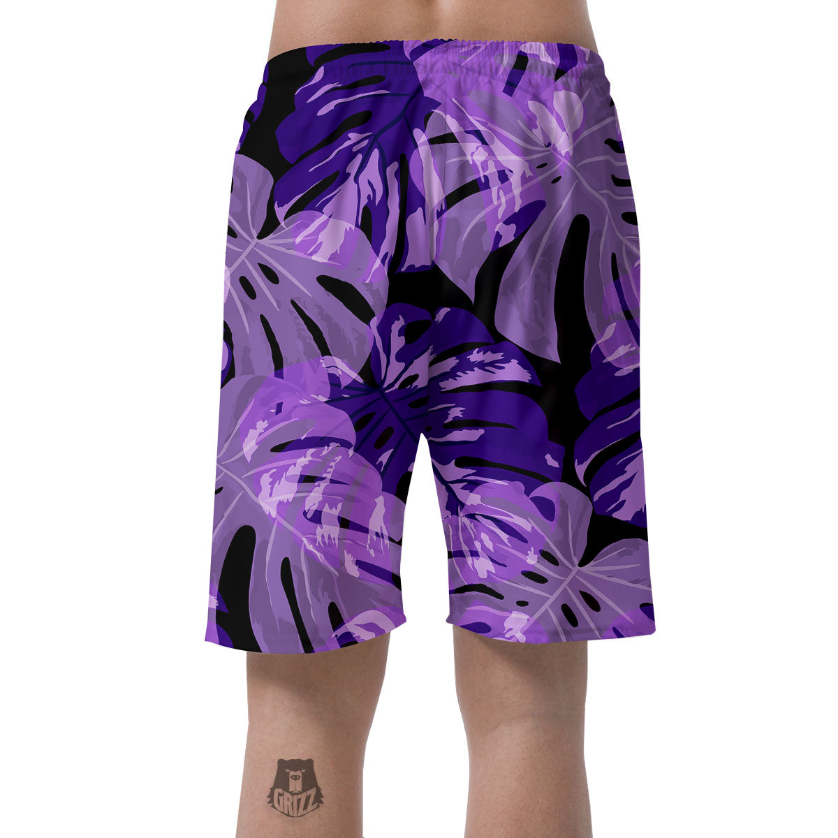 Tropical Leaves Purple Print Men's Shorts-grizzshop