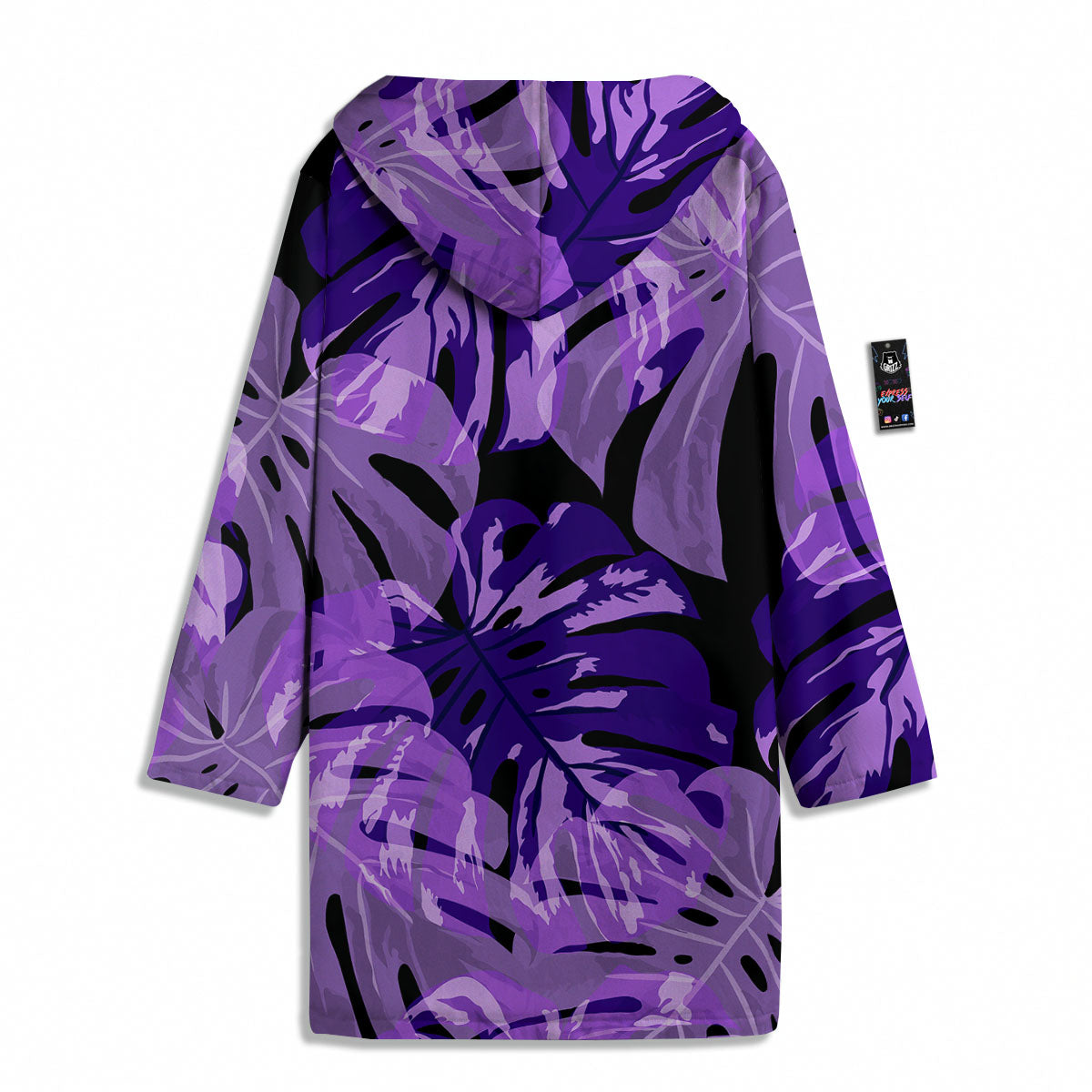 Tropical Leaves Purple Print Men's Windbreaker Jacket-grizzshop
