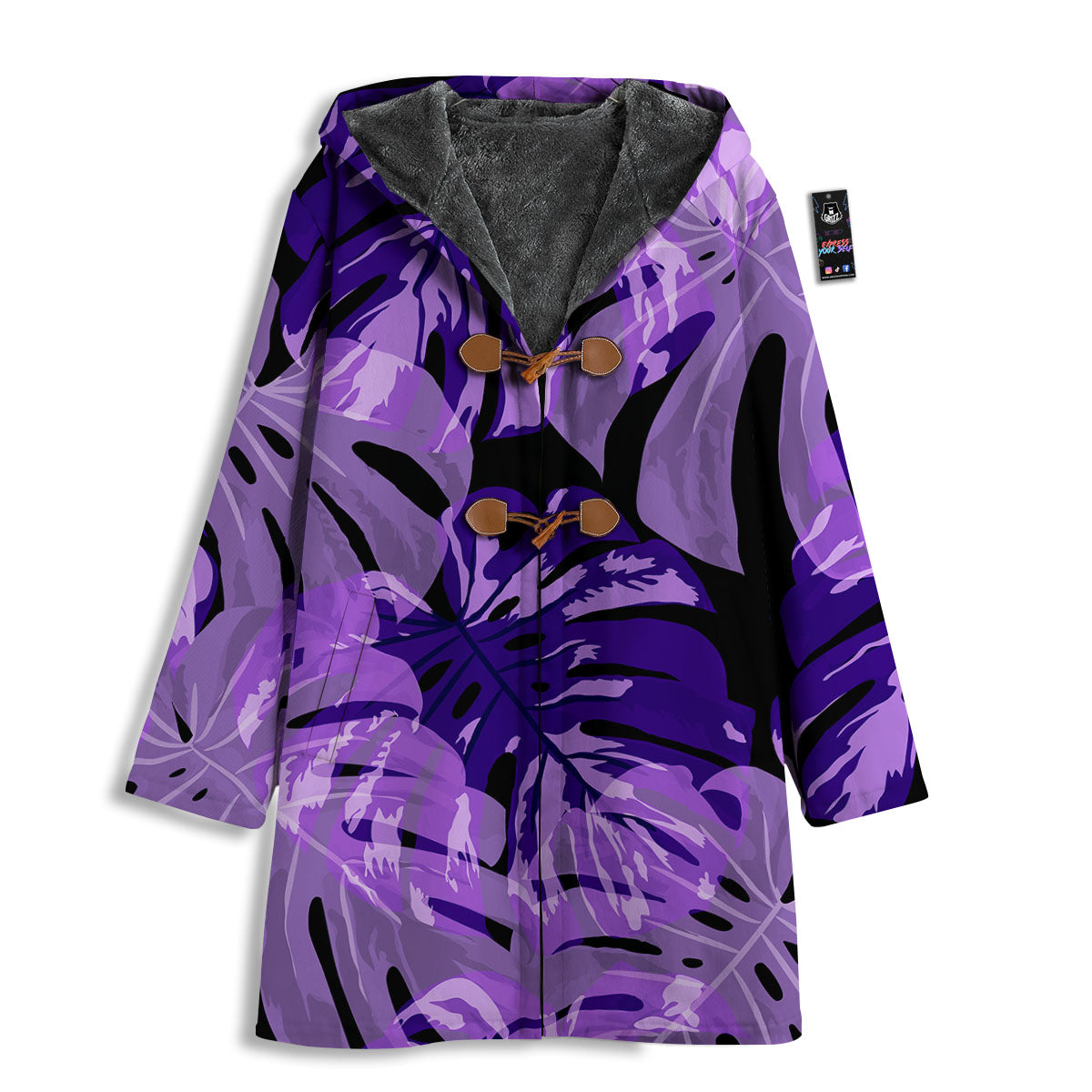 Tropical Leaves Purple Print Men's Windbreaker Jacket-grizzshop