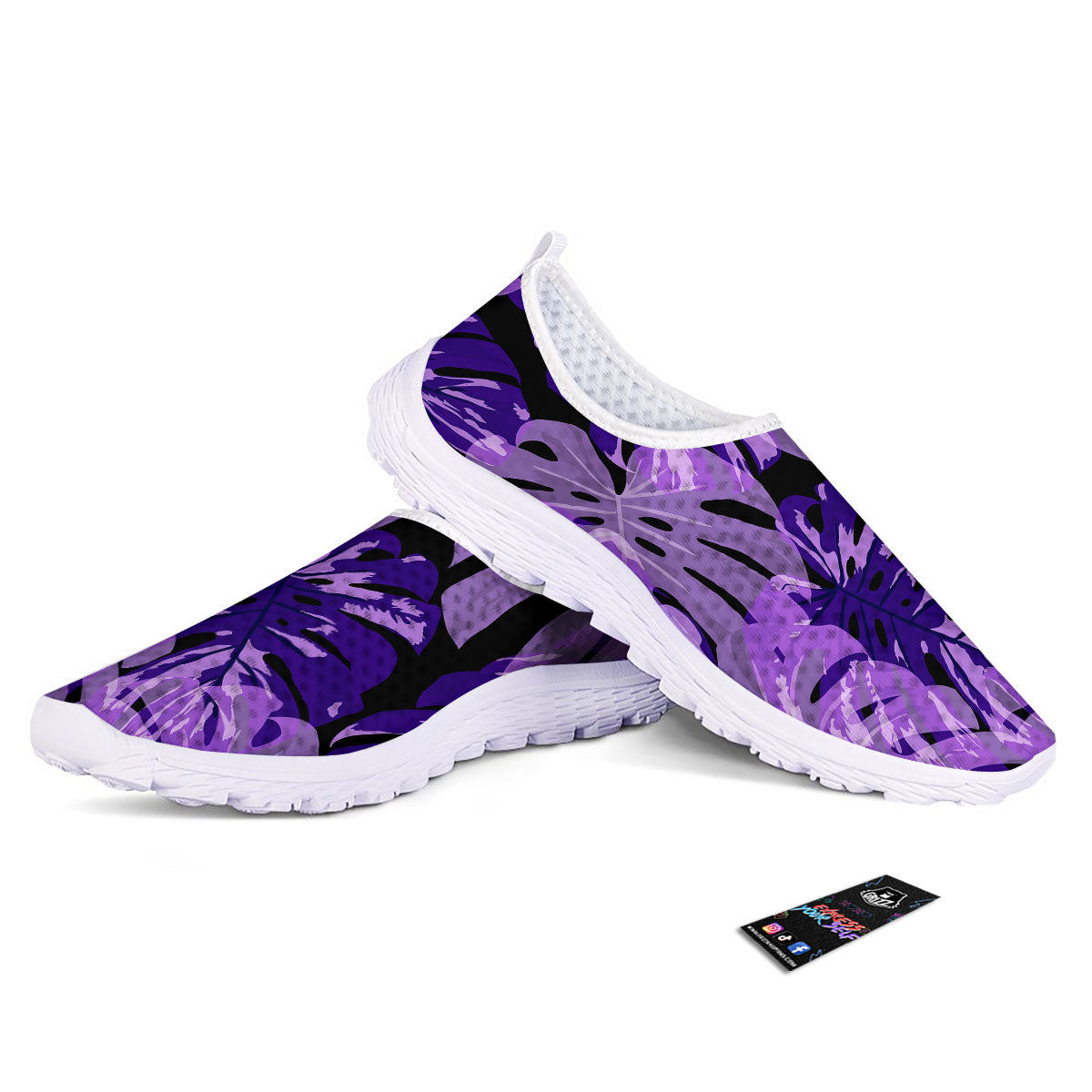 Tropical Leaves Purple Print Nurse Shoes-grizzshop