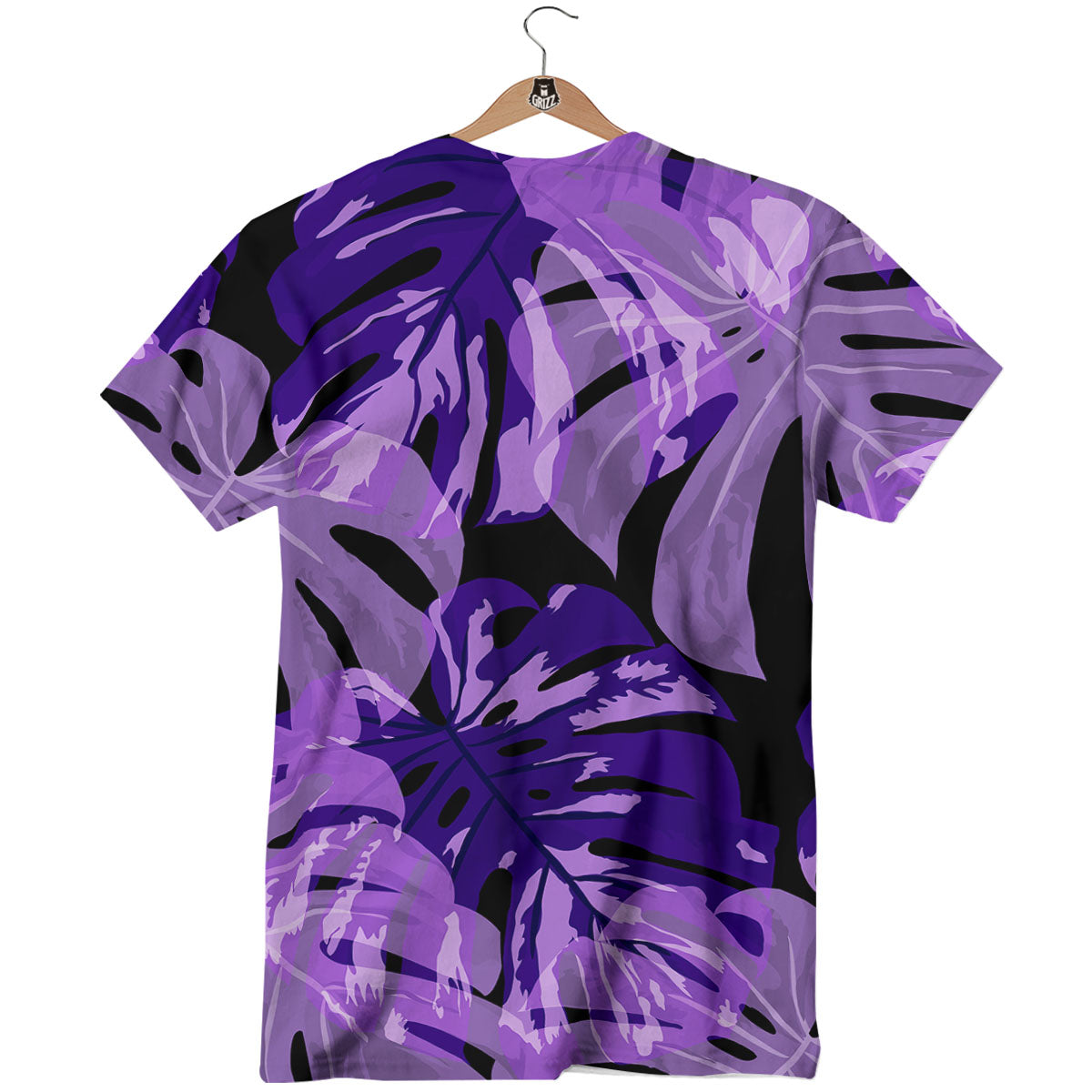Tropical Leaves Purple Print T-Shirt-grizzshop