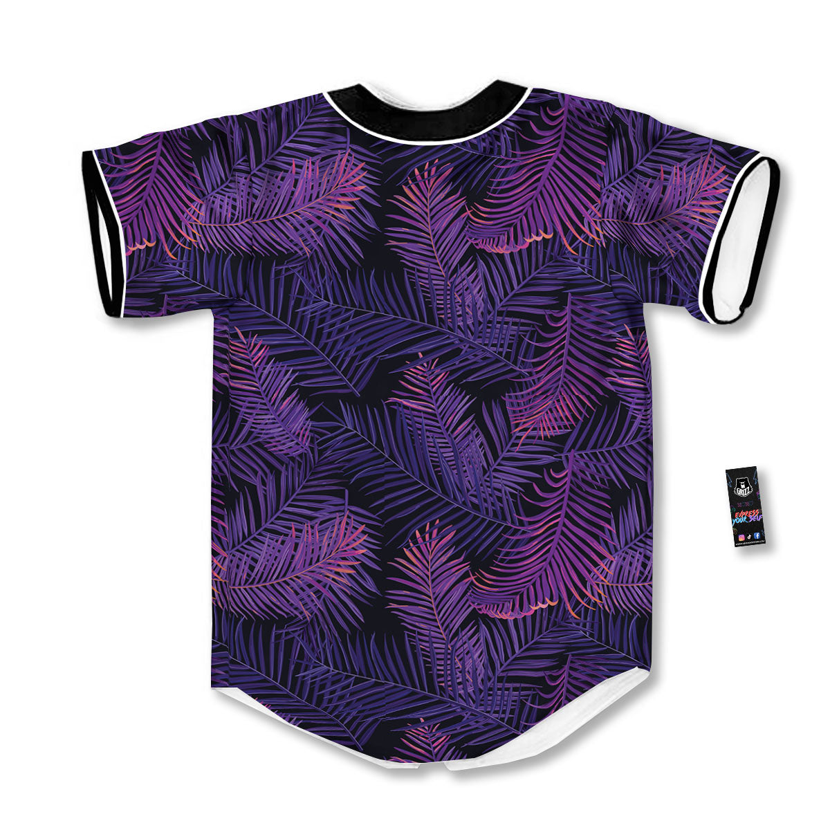 Tropical Leaves Violet Print Pattern Baseball Jersey-grizzshop