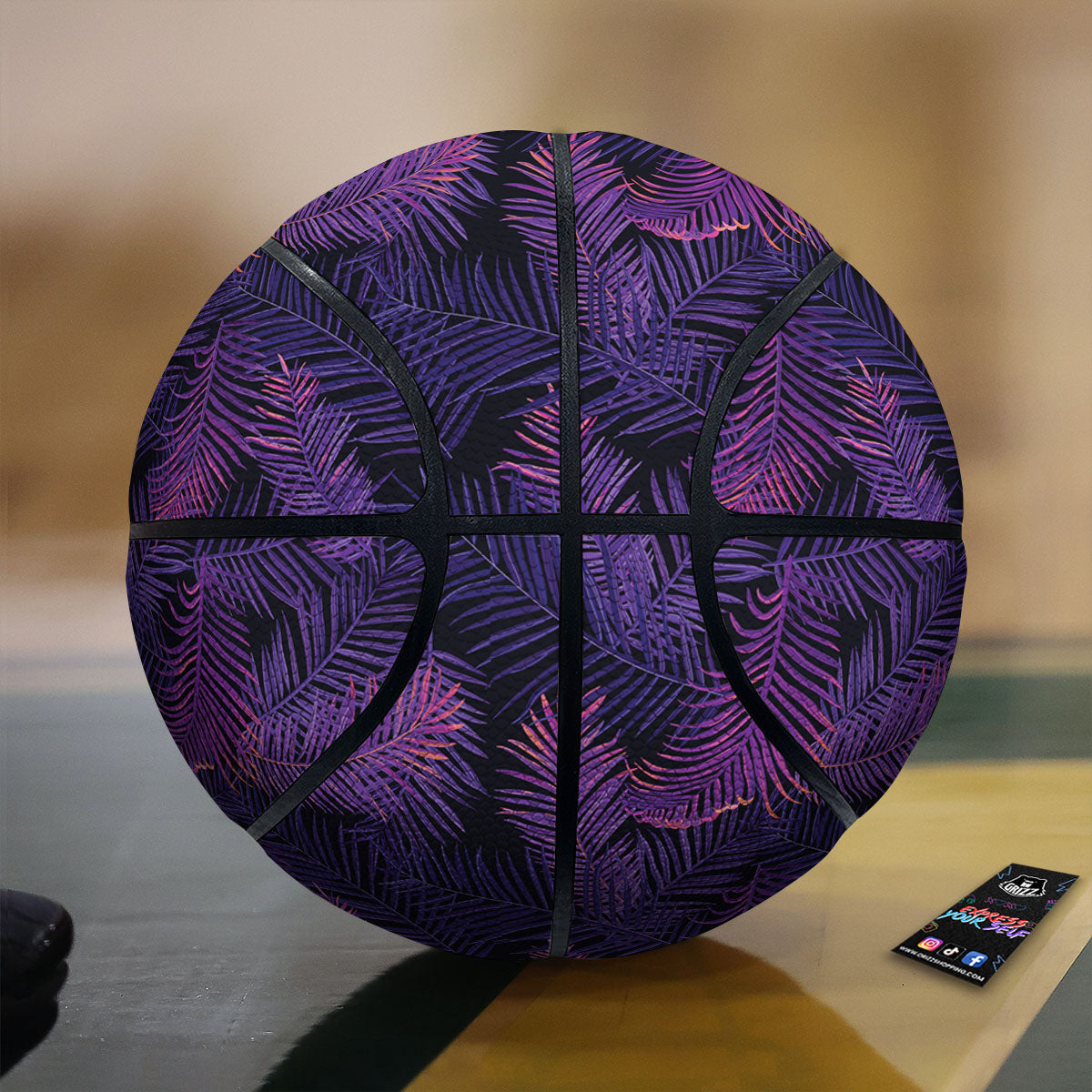 Tropical Leaves Violet Print Pattern Basketball-grizzshop