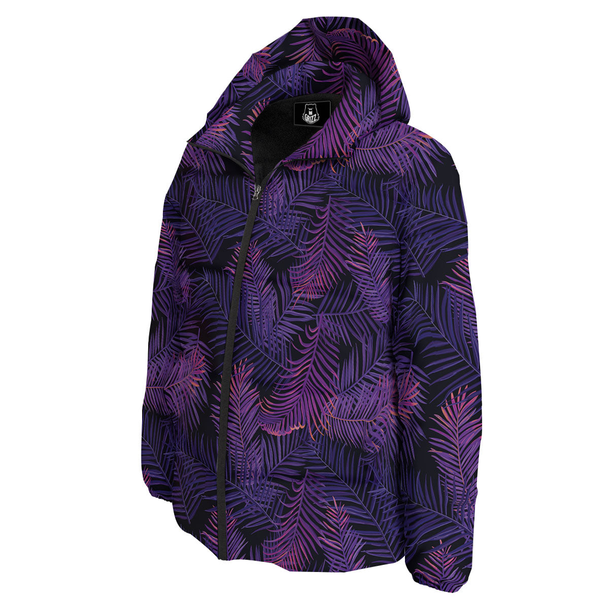 Tropical Leaves Violet Print Pattern Down Jacket-grizzshop