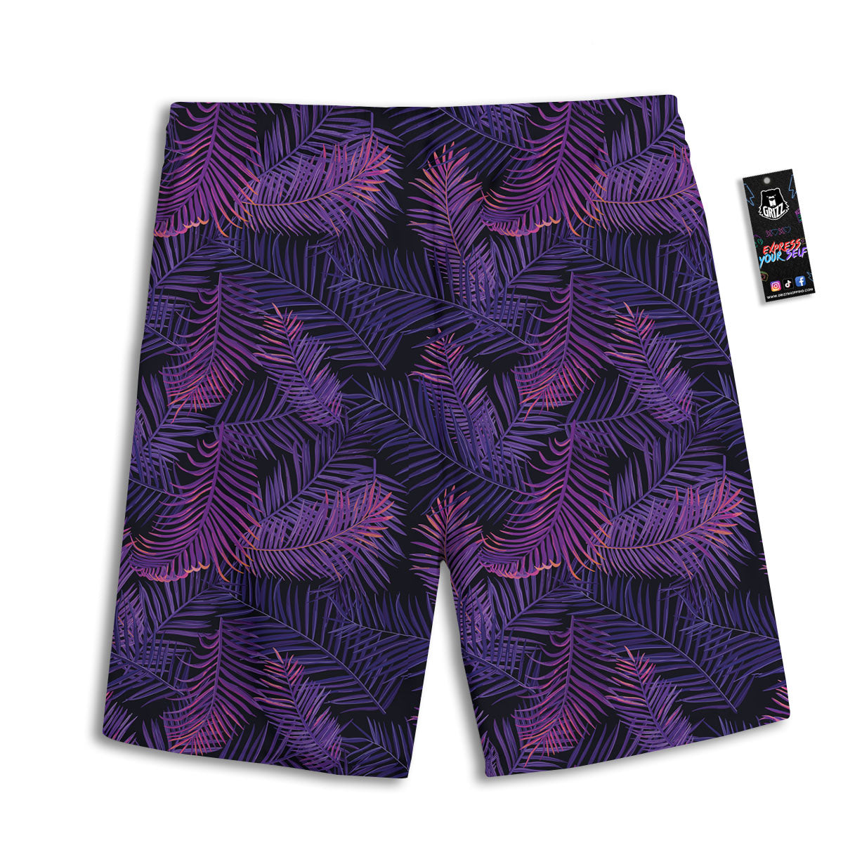Tropical Leaves Violet Print Pattern Men's Athletic Shorts-grizzshop