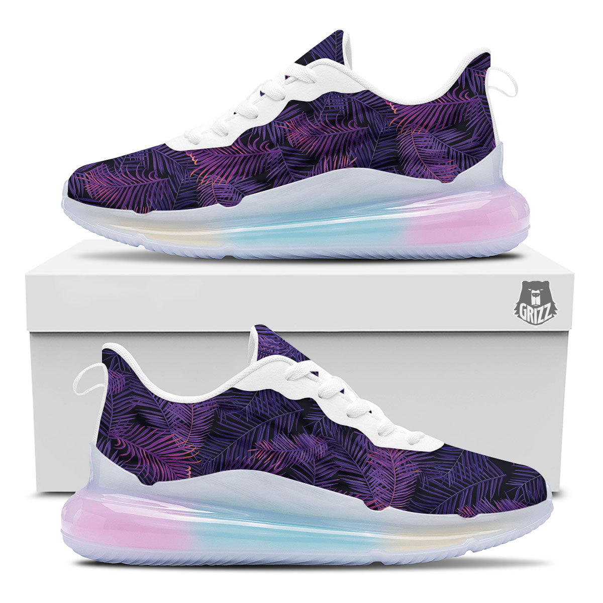 Tropical Leaves Violet Print Pattern Running Sneakers-grizzshop