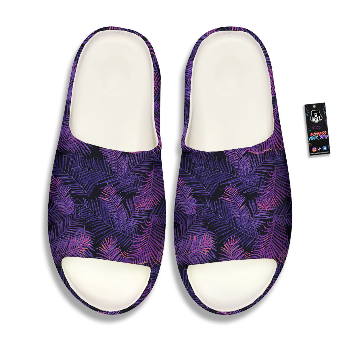 Tropical Leaves Violet Print Pattern Sandals-grizzshop