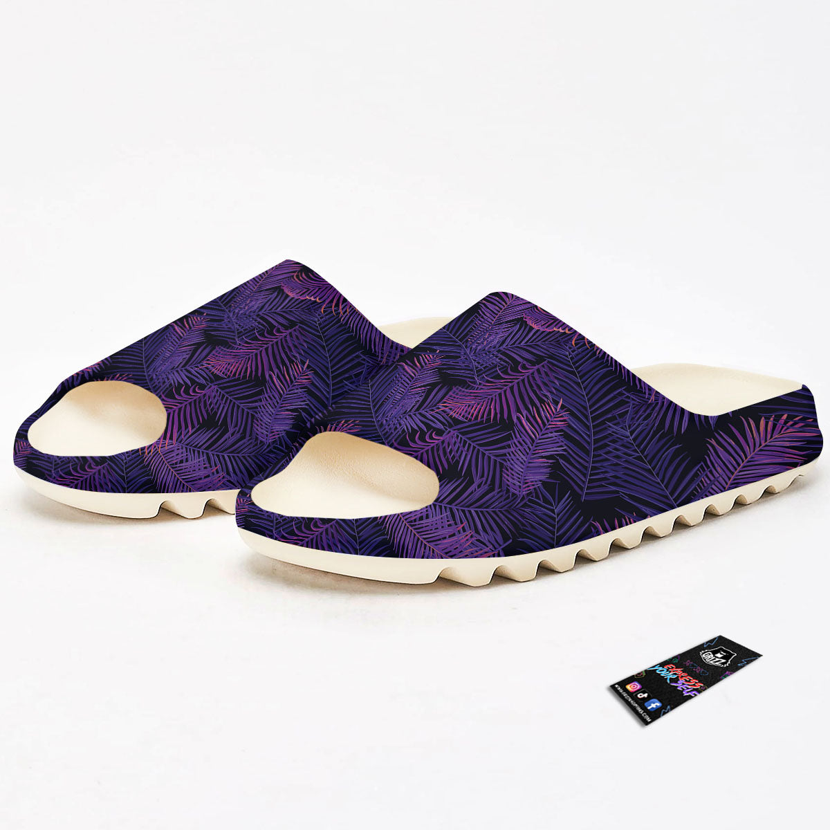 Tropical Leaves Violet Print Pattern Sandals-grizzshop