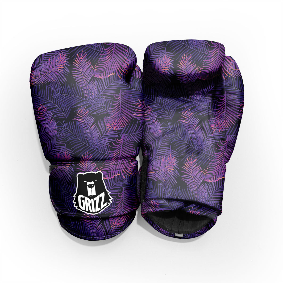 Tropical Leaves Violet Print Pattern Sparring Gloves-grizzshop