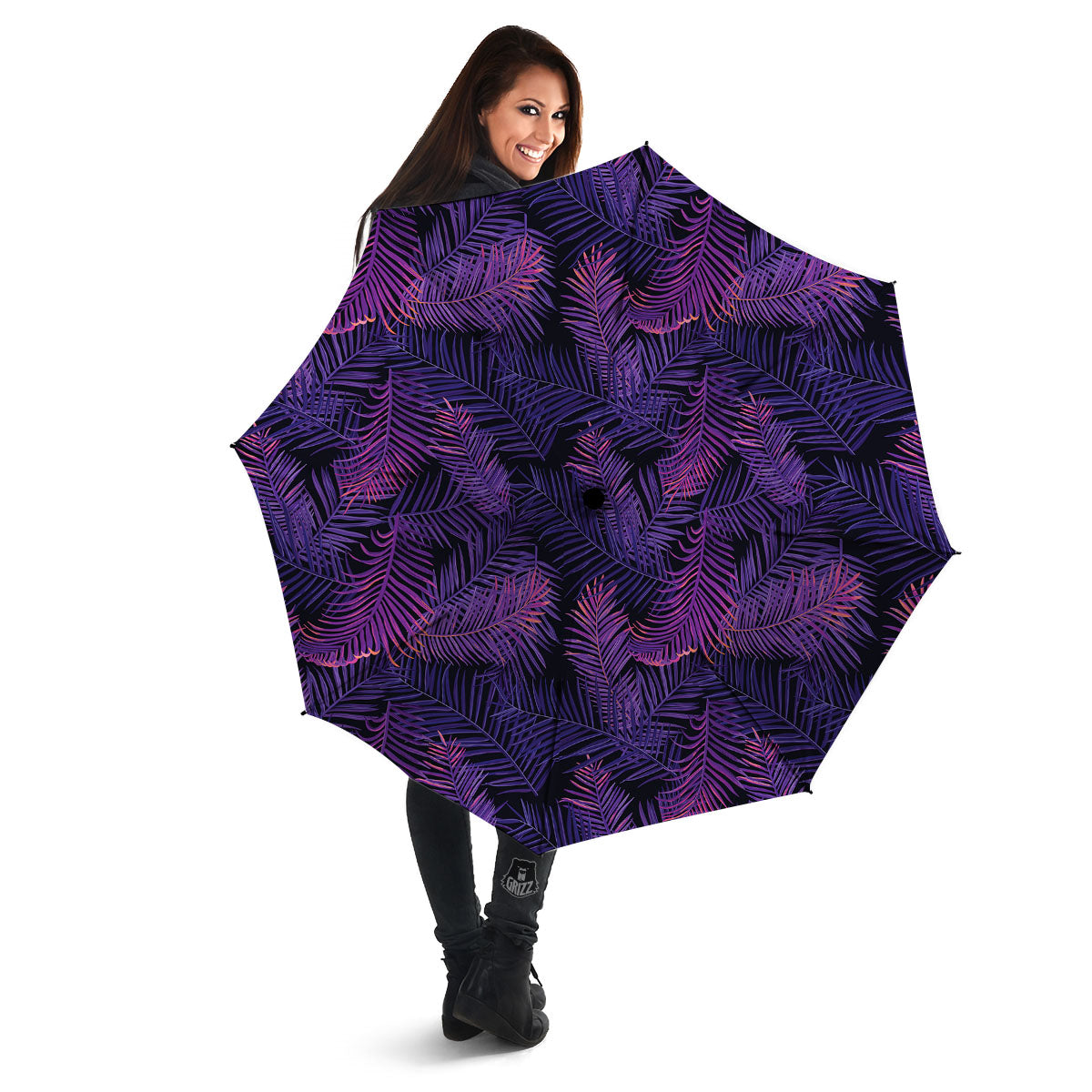 Tropical Leaves Violet Print Pattern Umbrella-grizzshop