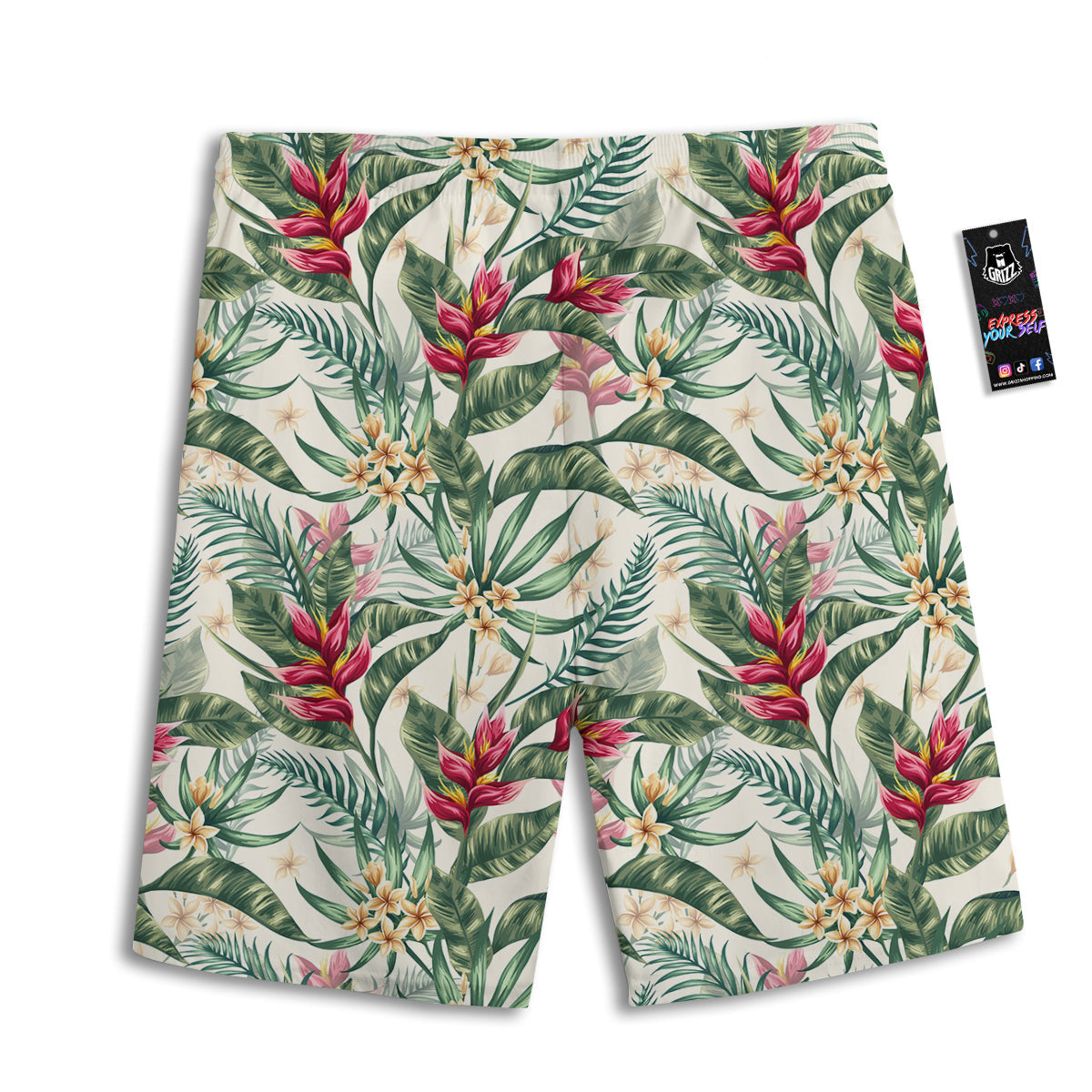 Tropical Leaves Watercolor Print Pattern Men's Athletic Shorts-grizzshop
