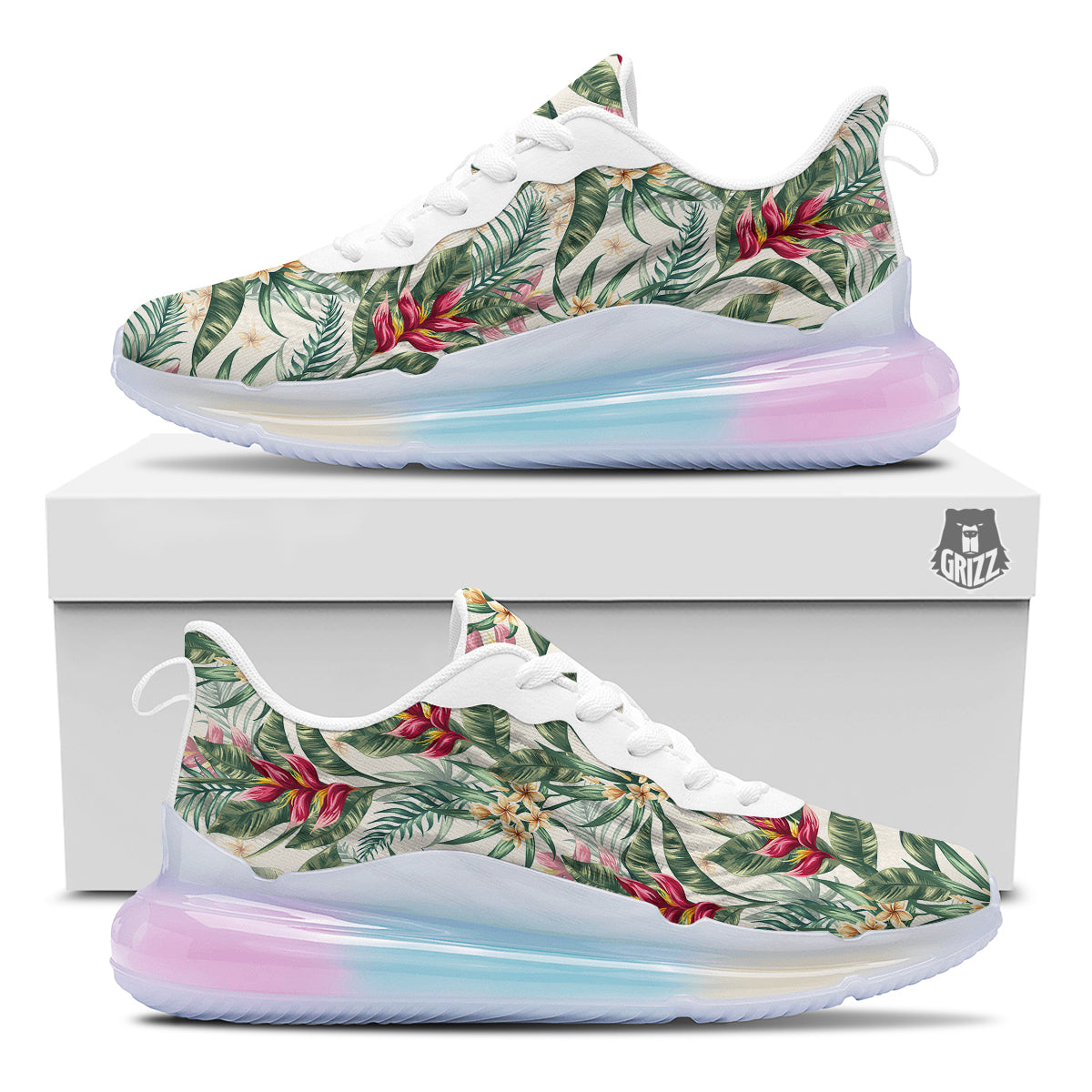 Tropical Leaves Watercolor Print Pattern Running Sneakers-grizzshop