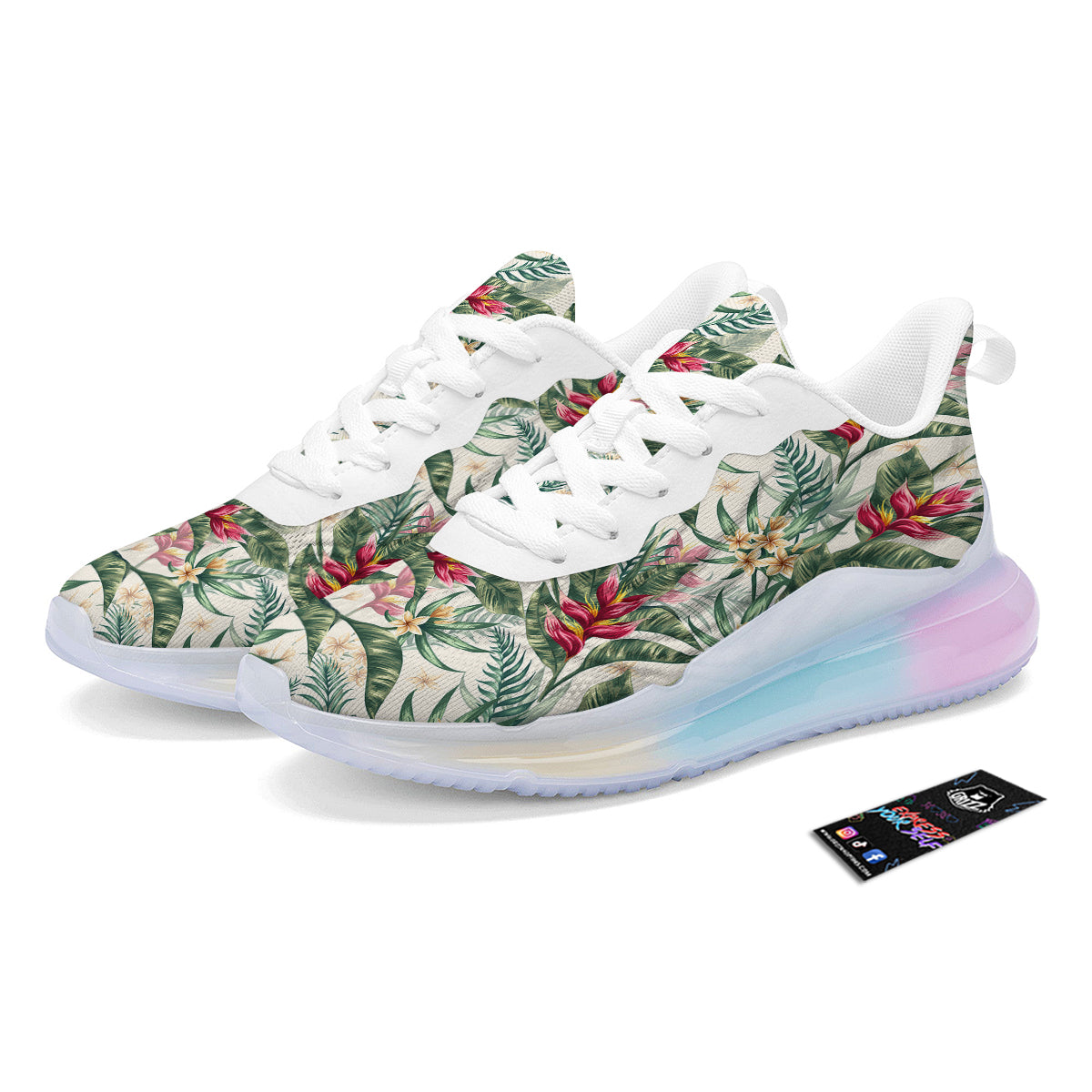 Tropical Leaves Watercolor Print Pattern Running Sneakers-grizzshop