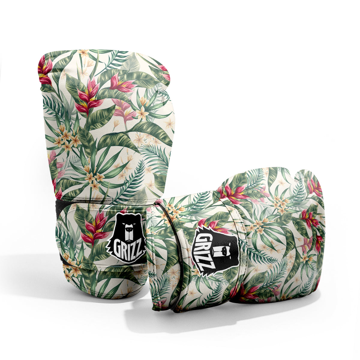 Tropical Leaves Watercolor Print Pattern Sparring Gloves-grizzshop
