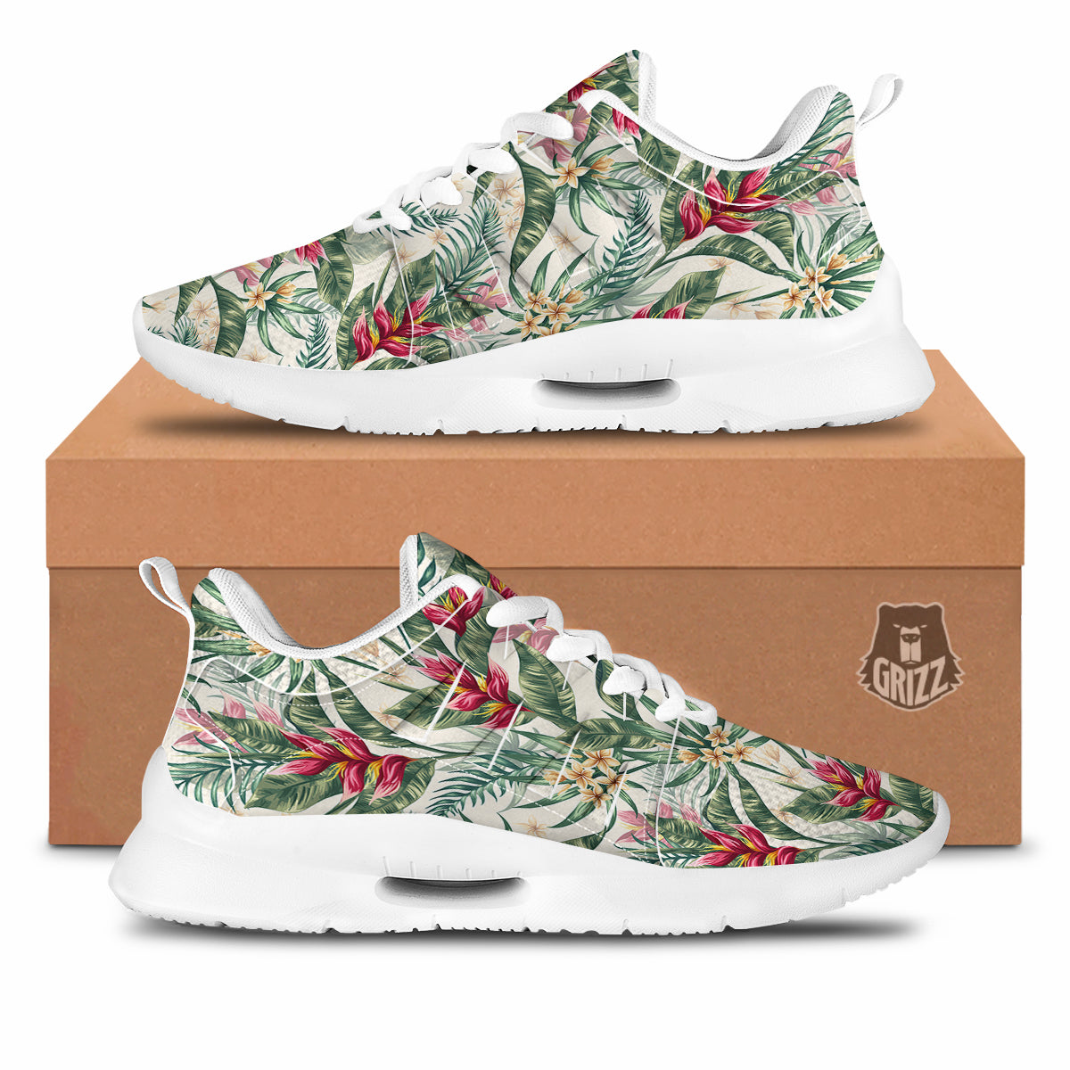 Tropical Leaves Watercolor Print Pattern Tennis Shoes-grizzshop