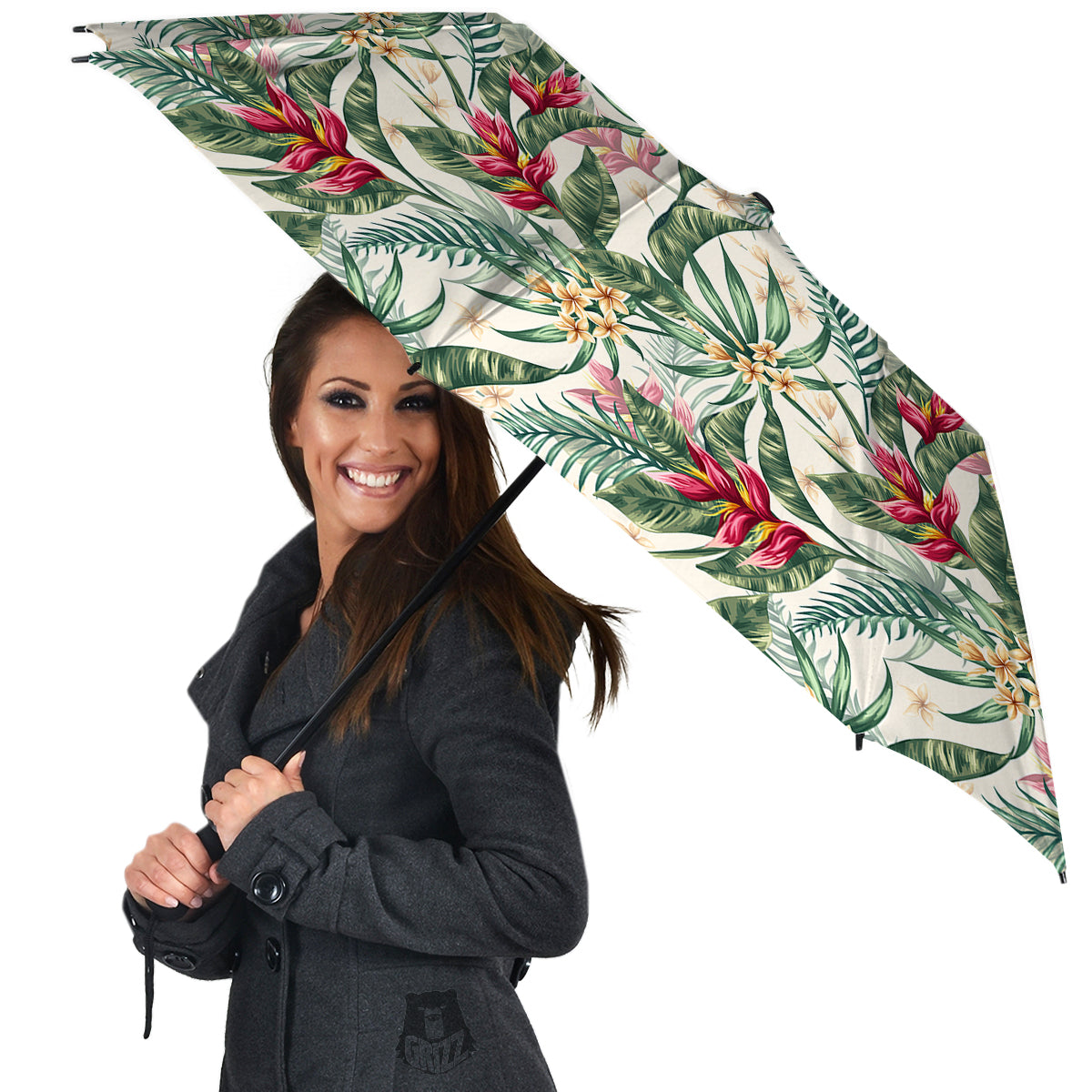 Tropical Leaves Watercolor Print Pattern Umbrella-grizzshop