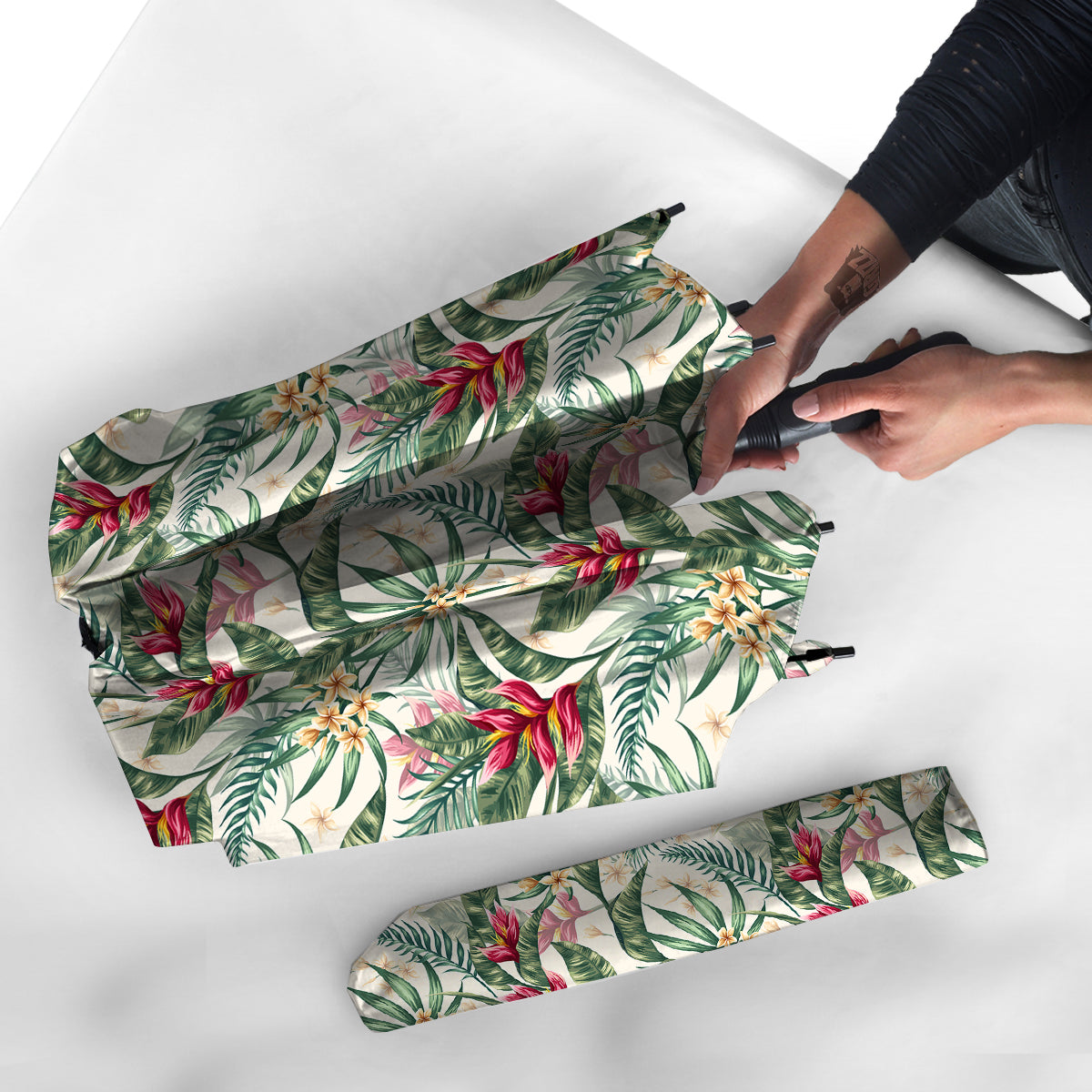 Tropical Leaves Watercolor Print Pattern Umbrella-grizzshop