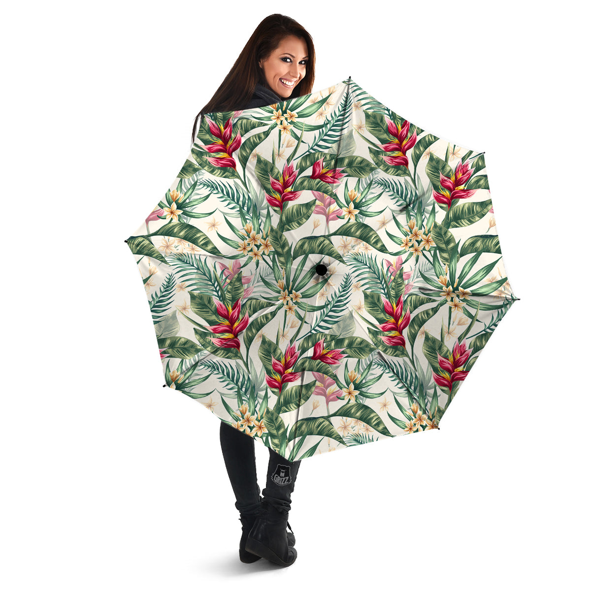 Tropical Leaves Watercolor Print Pattern Umbrella-grizzshop