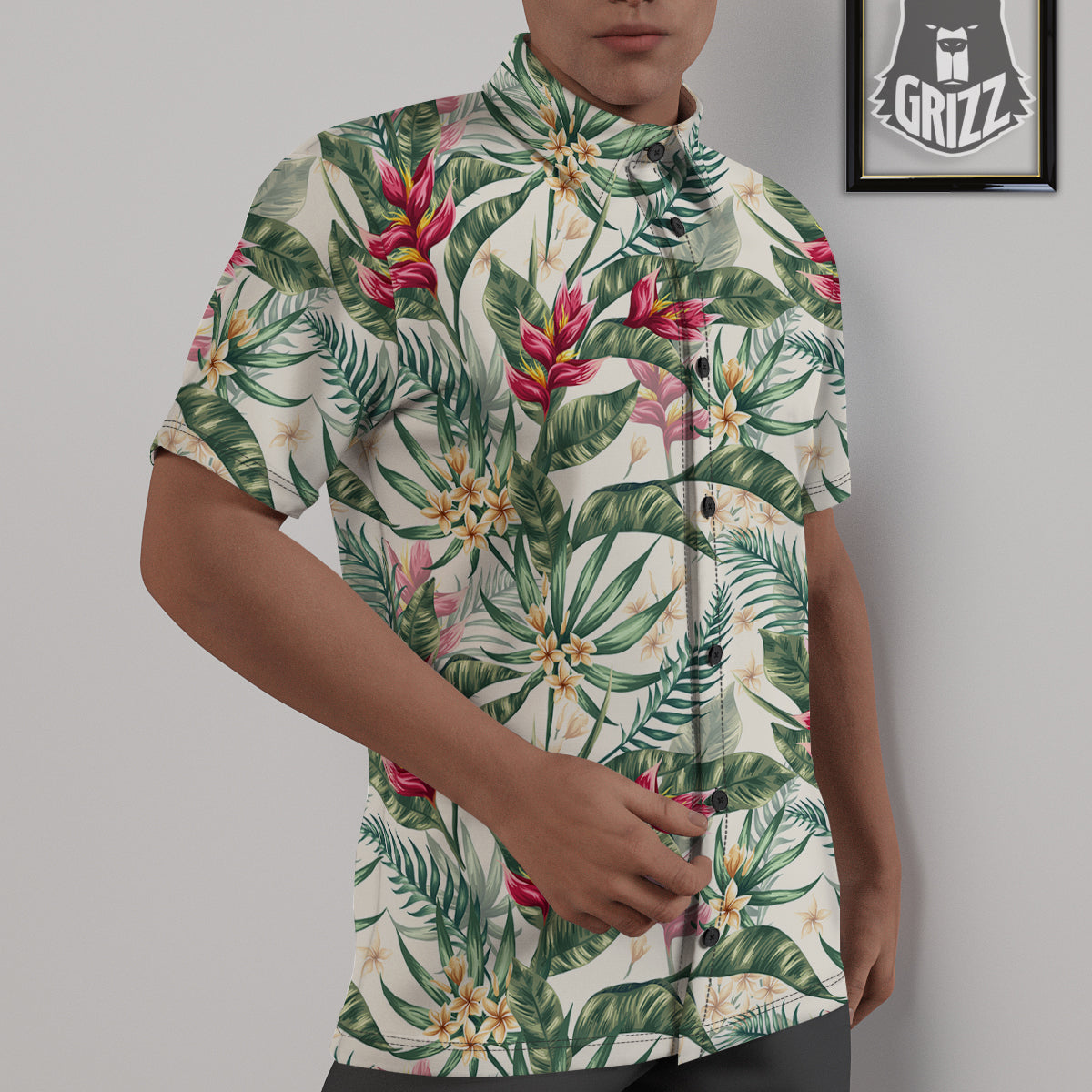 Tropical Leaves Watercolor Print Pattern Untucked Shirts-grizzshop
