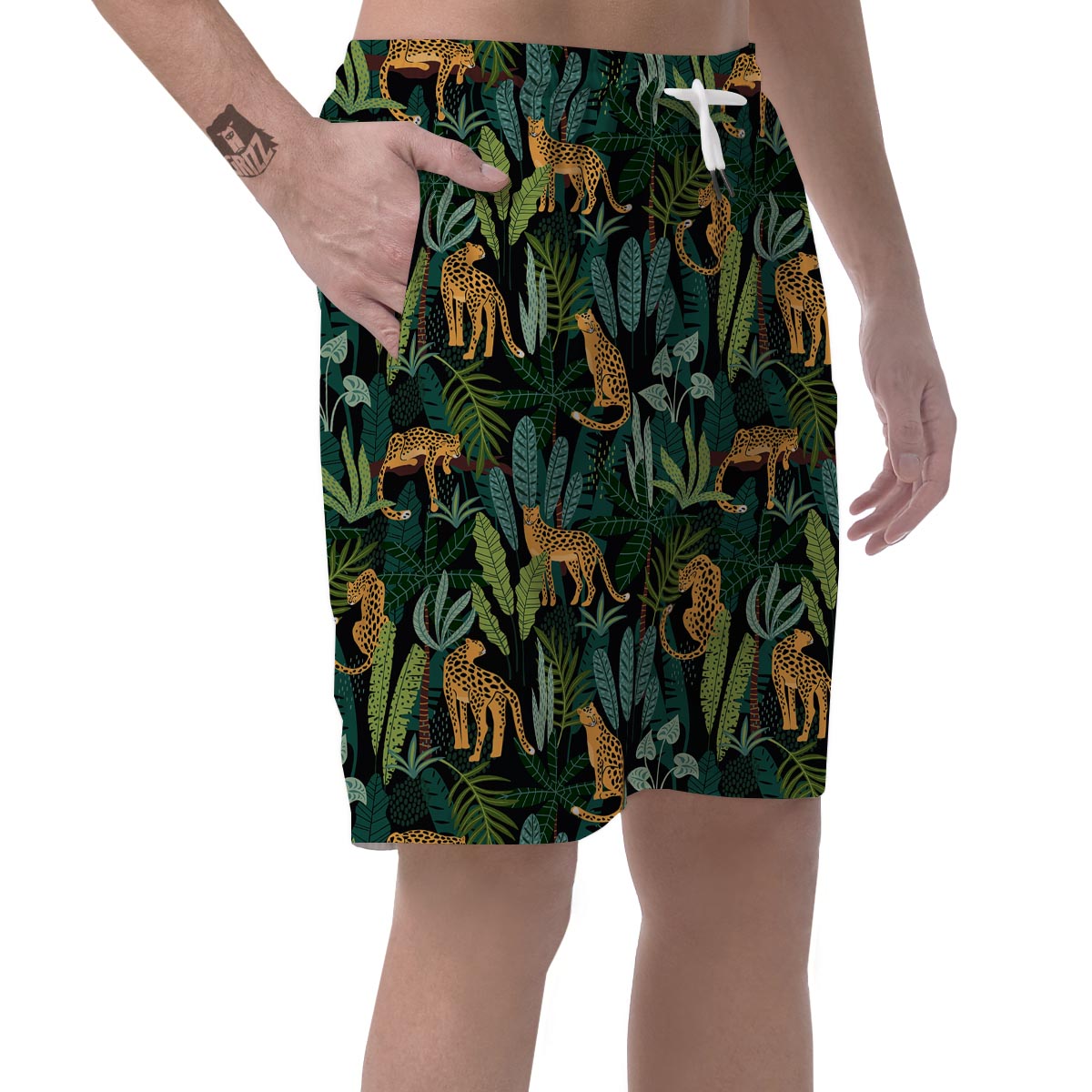 Tropical Leopard Hawaiian Print Men's Shorts-grizzshop