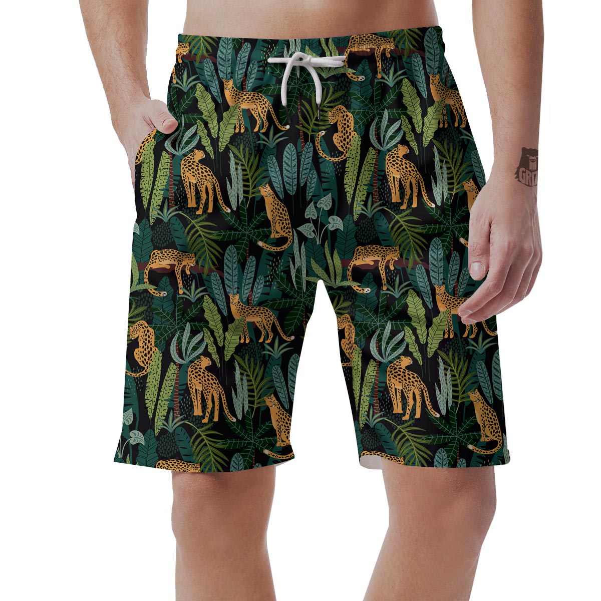 Tropical Leopard Hawaiian Print Men's Shorts-grizzshop