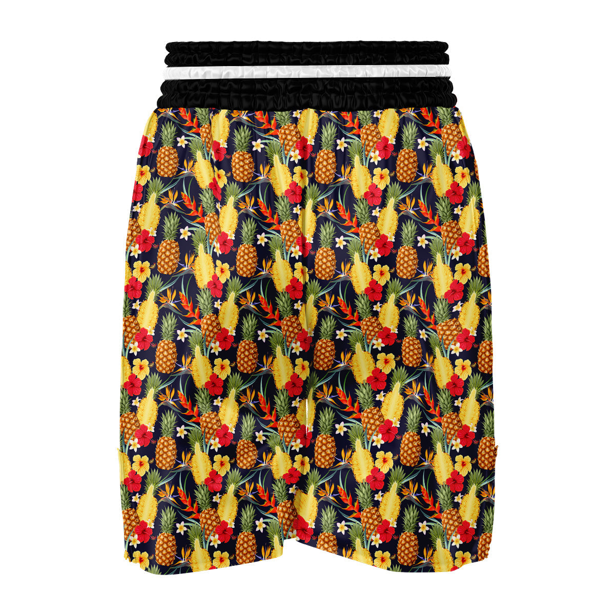 Tropical Mixed Hibiscus Pineapple Print Boxing Shorts-grizzshop