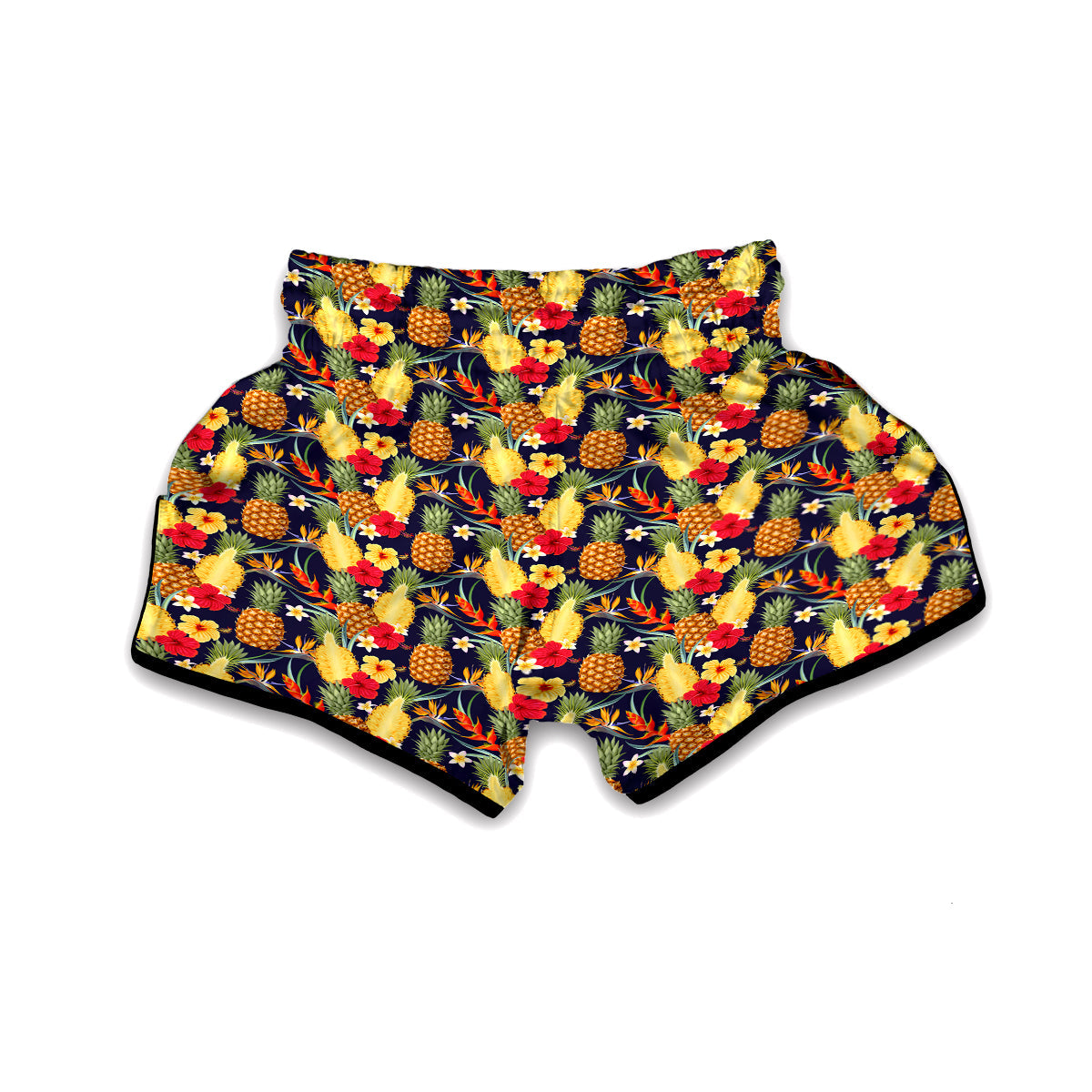 Tropical Mixed Hibiscus Pineapple Print Muay Thai Boxing Shorts-grizzshop