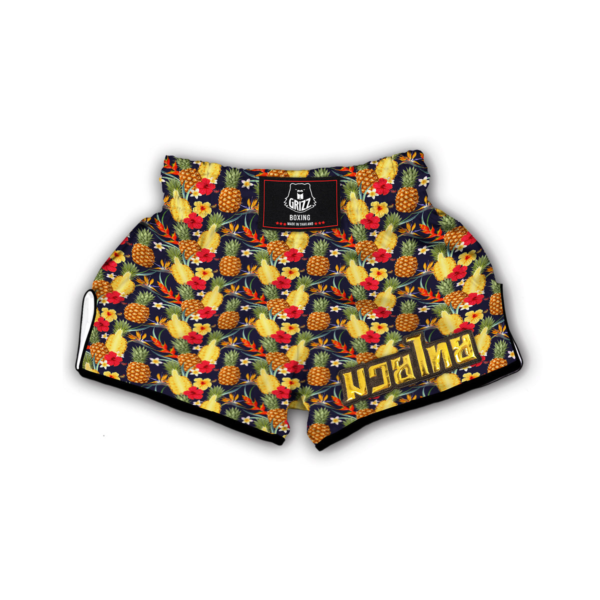 Tropical Mixed Hibiscus Pineapple Print Muay Thai Boxing Shorts-grizzshop