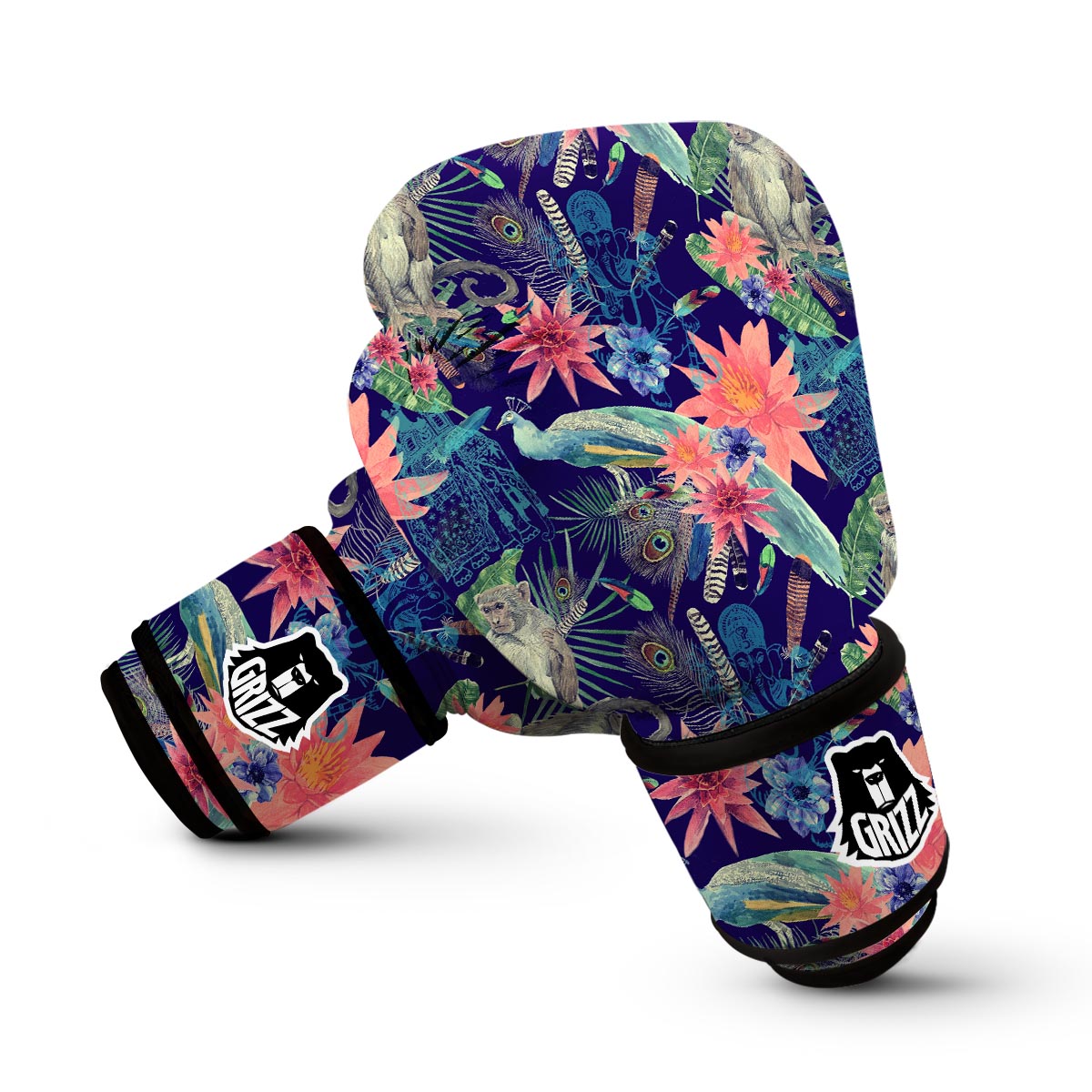 Tropical Monkey Print Pattern Boxing Gloves-grizzshop