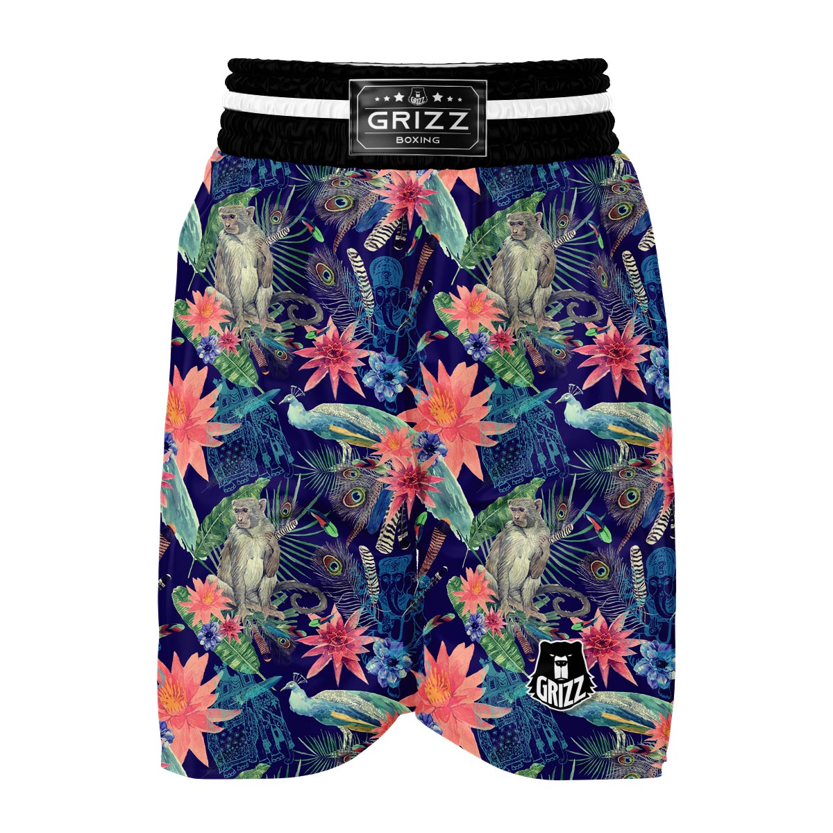 Tropical Monkey Print Pattern Boxing Shorts-grizzshop