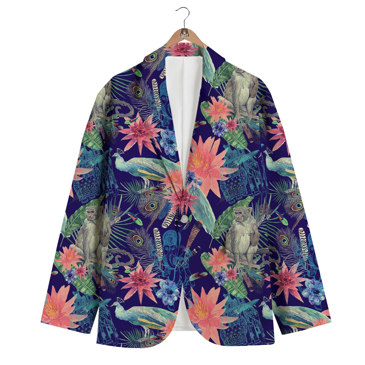 Tropical Monkey Print Pattern Men's Blazer-grizzshop